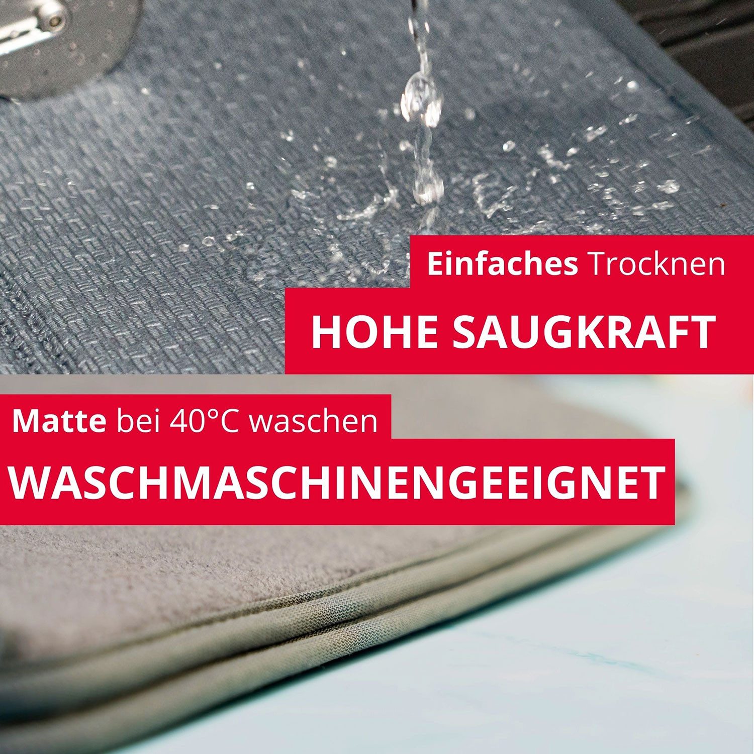 WESTMARK Abtropfmatte Hochabsorbierend, aus Mikrofaser, 2er Set, sauber ohne Wasserflecken