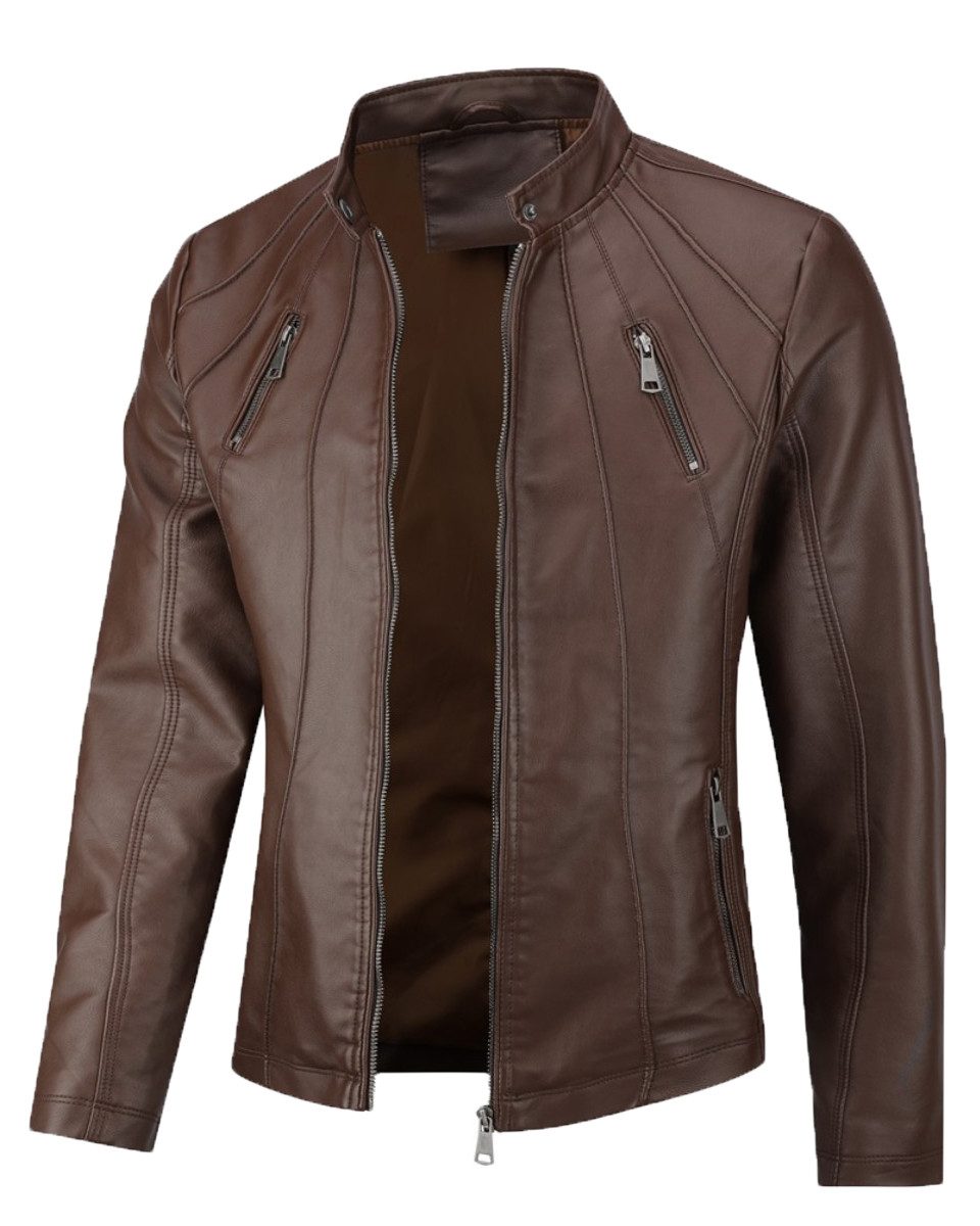 Allthemen Lederjacke Herren Bikerjacke aus Kunstleder günstig online kaufen