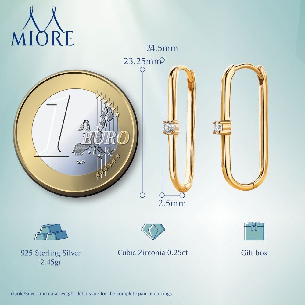 Miore Klappcreolen MSAE296E - 925 Sterling Silber Ohrringe vergoldet - Zirkonia 0,25 Kt, für Damen 18 Kt. vergoldet – Bild 5 von 5