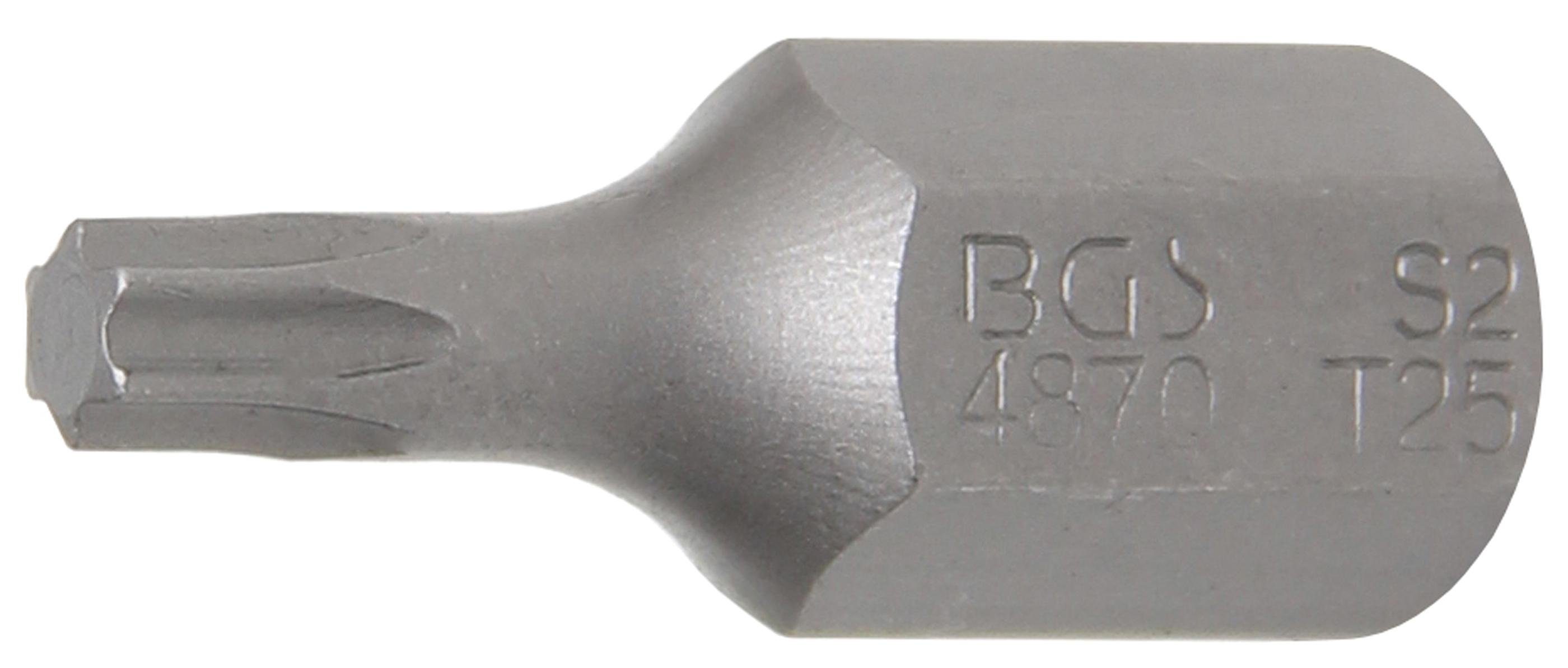 BGS technic Bit-Schraubendreher Bit, Antrieb Außensechskant 10 mm (3/8), T-Profil (für Torx) T25