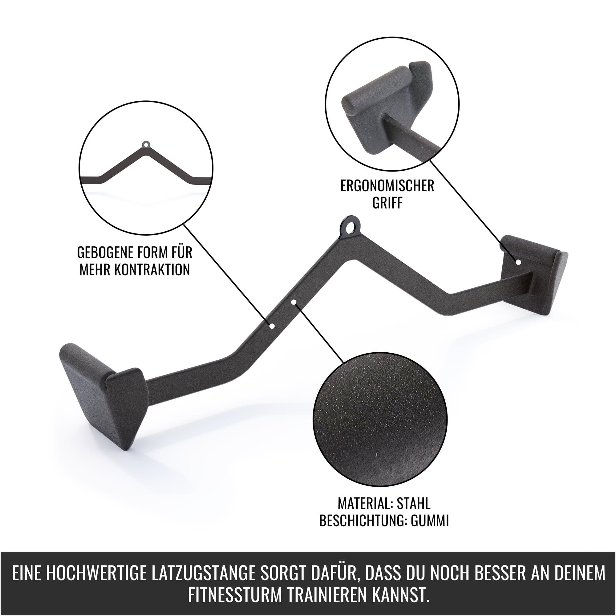 GORILLA SPORTS Rudergriff Einzeln oder 3er Set, V Form, Latzugstange, Stahl mit Gummi Hand-Grips