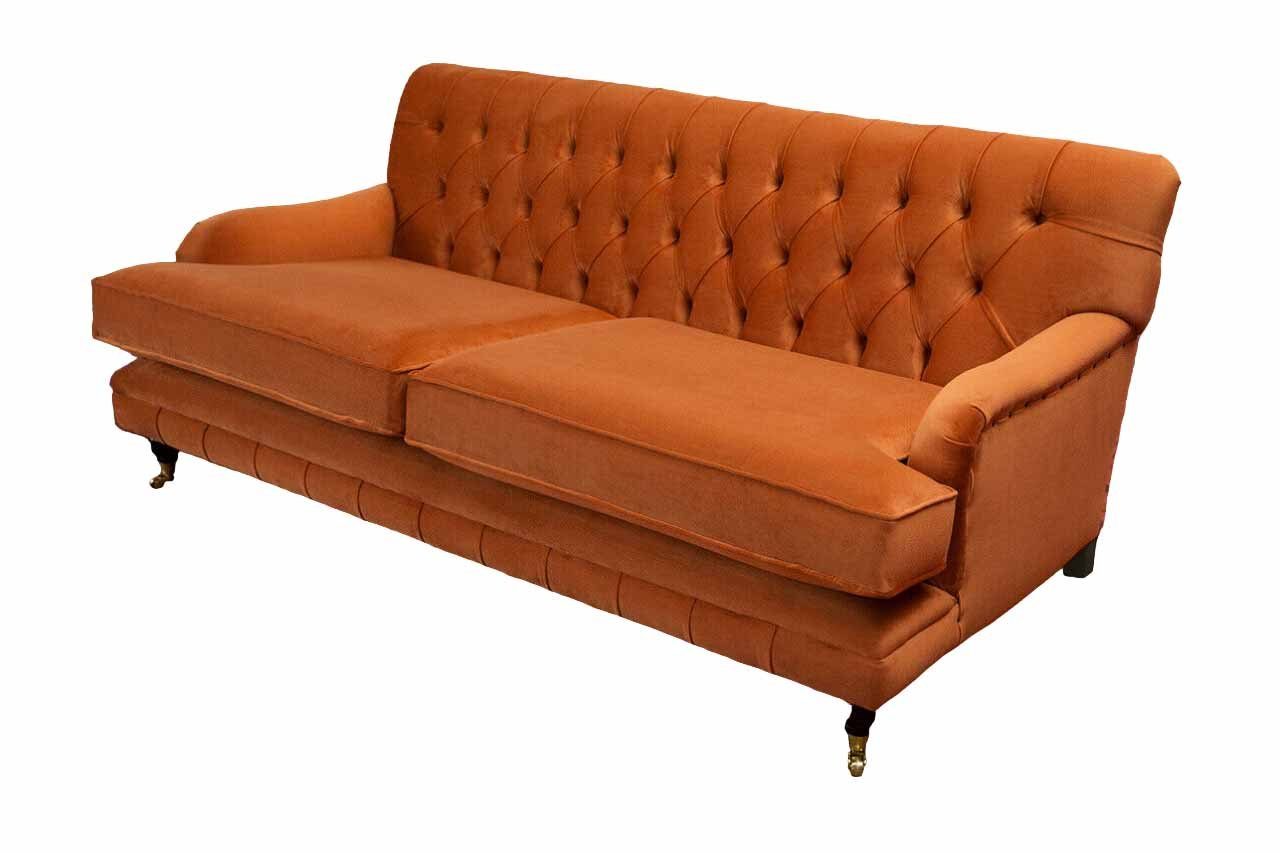 JVmoebel Chesterfield-Sofa Orange Sofa mit hochwertiger Polsterung und Edelstahlfüßen, Packung, Made in Europa