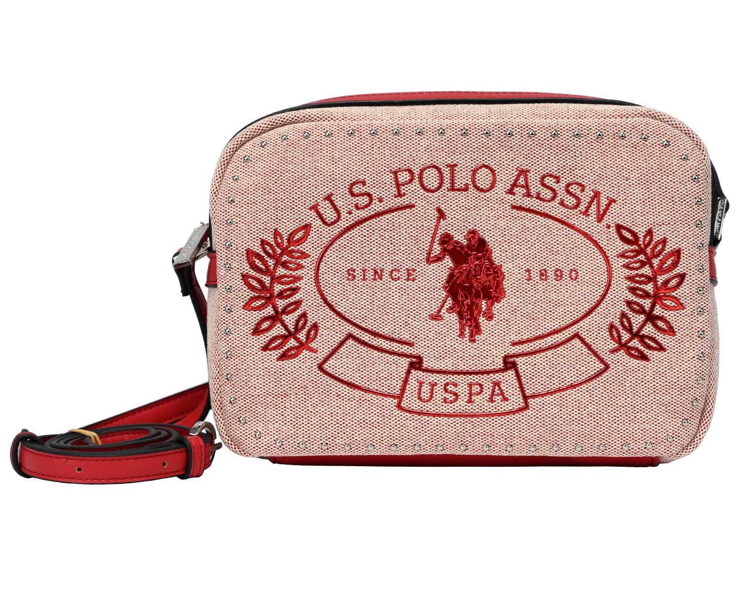 Umhängetasche U.S.POLO ASSN. GREAT MEADOW Crossbody Bag Canvas/PU RED