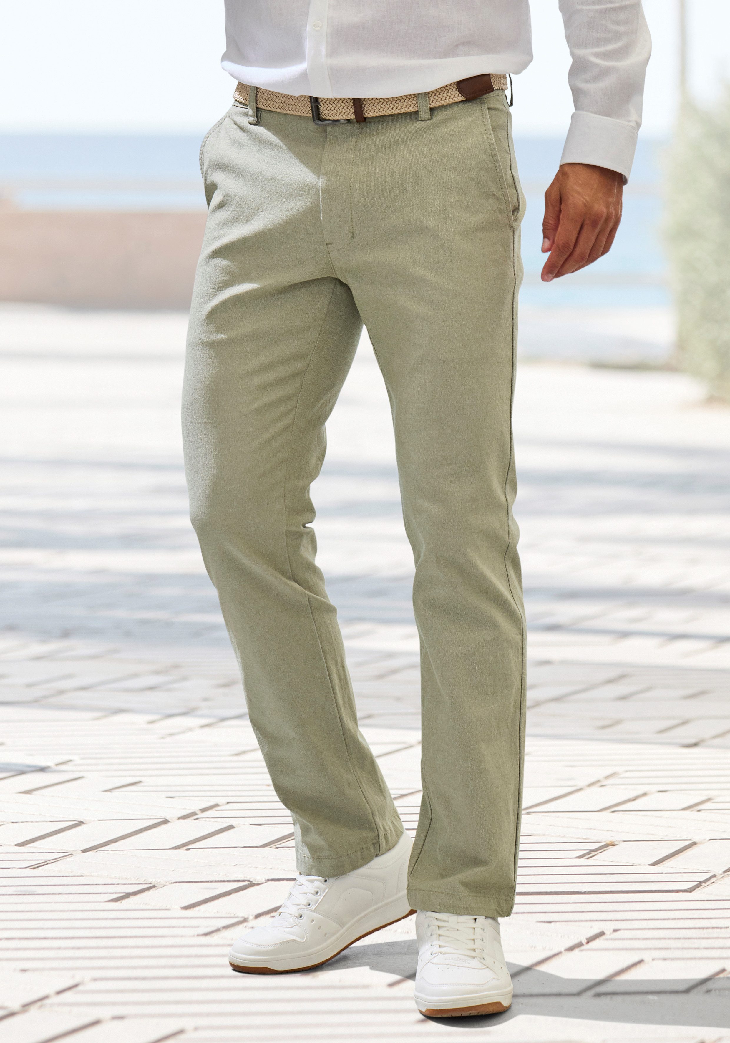 John Devin Chinohose regular-fit, lange Oxford Hose aus elastischer Baumwoll-Qualität