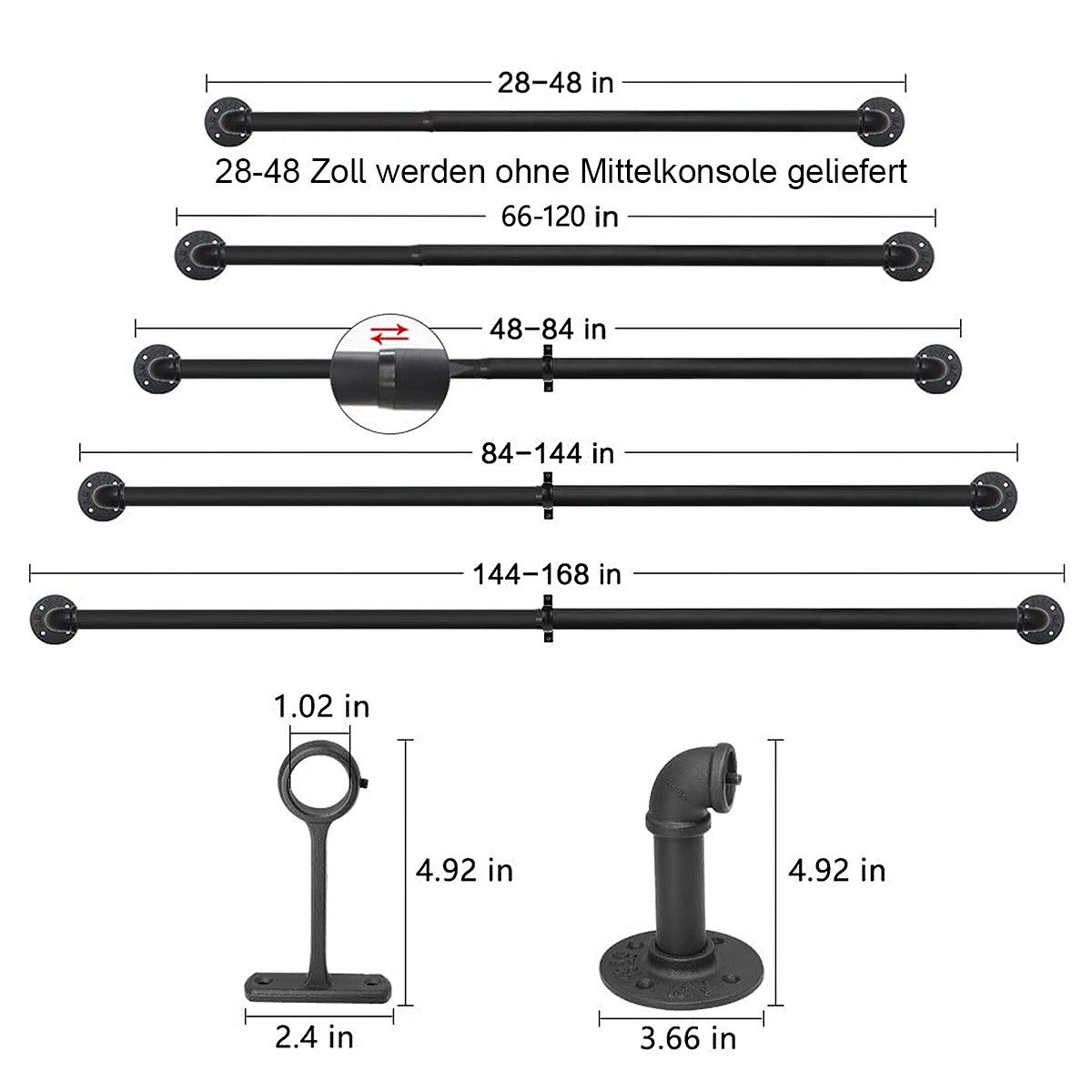 DOPWii Gardinenstange Vorhangstange,4 Längen Verfügbar,Einziehbare Stangen, günstig online kaufen