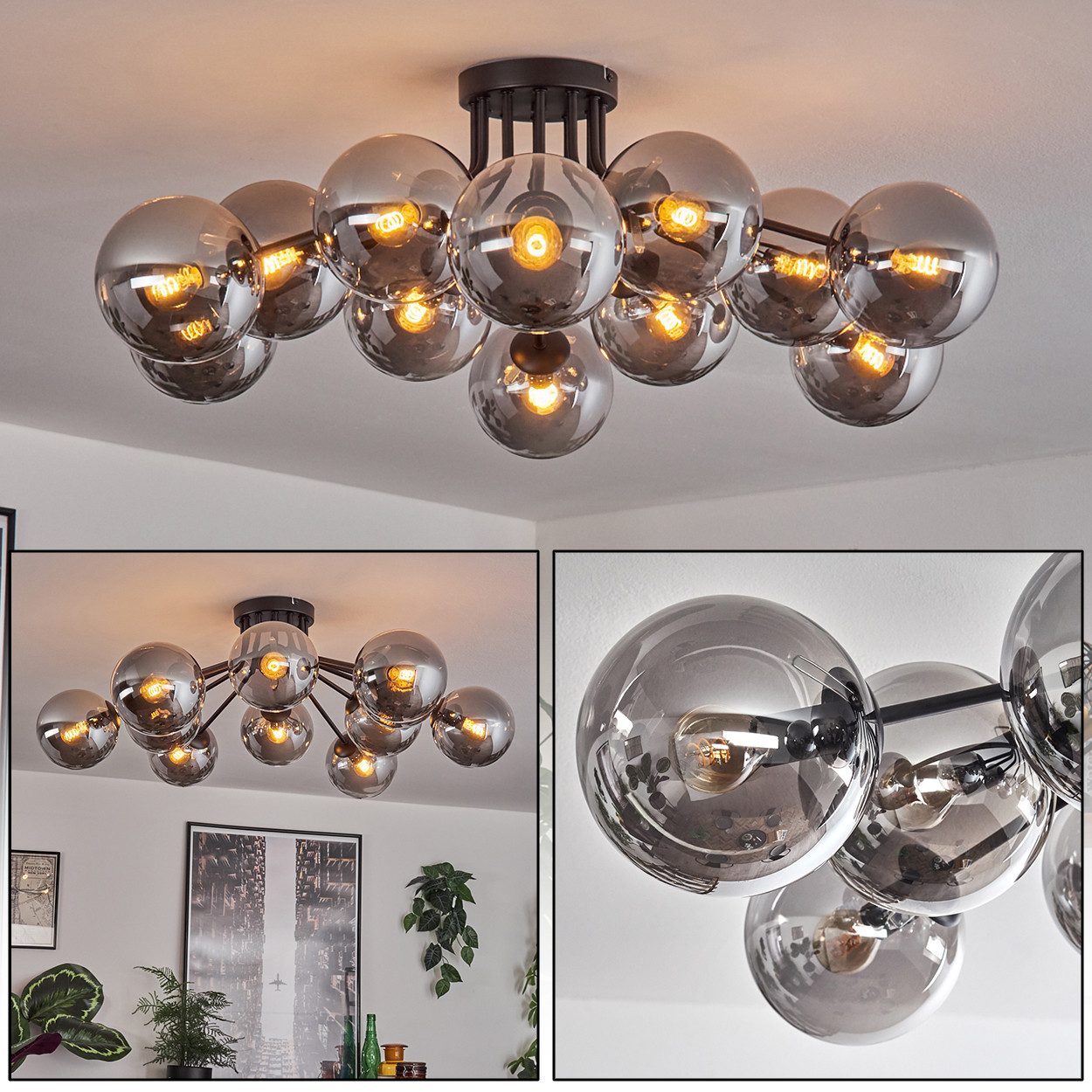 hofstein Deckenleuchte Deckenlampe aus Metall/Glas in günstig online kaufen