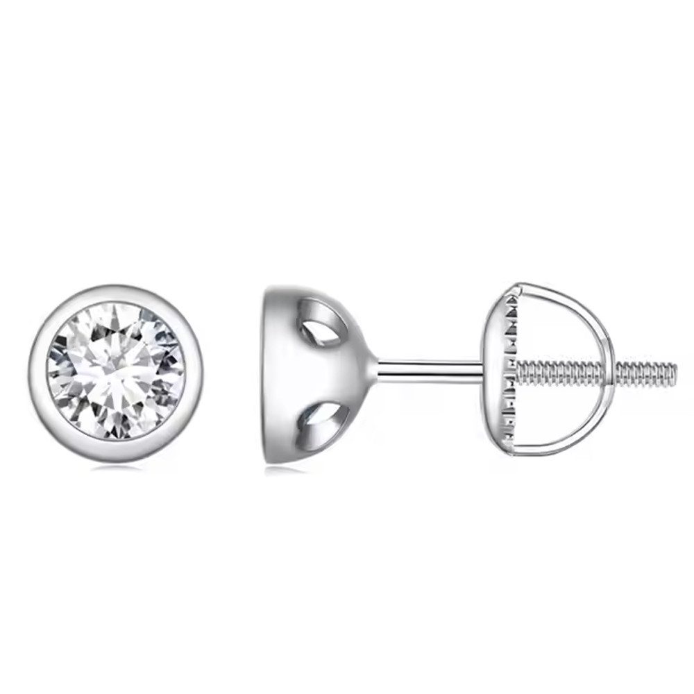 Runde Perlé Paar Ohrstecker runde kleine Basic Ohrstecker Moissanite 0,5Ct günstig online kaufen