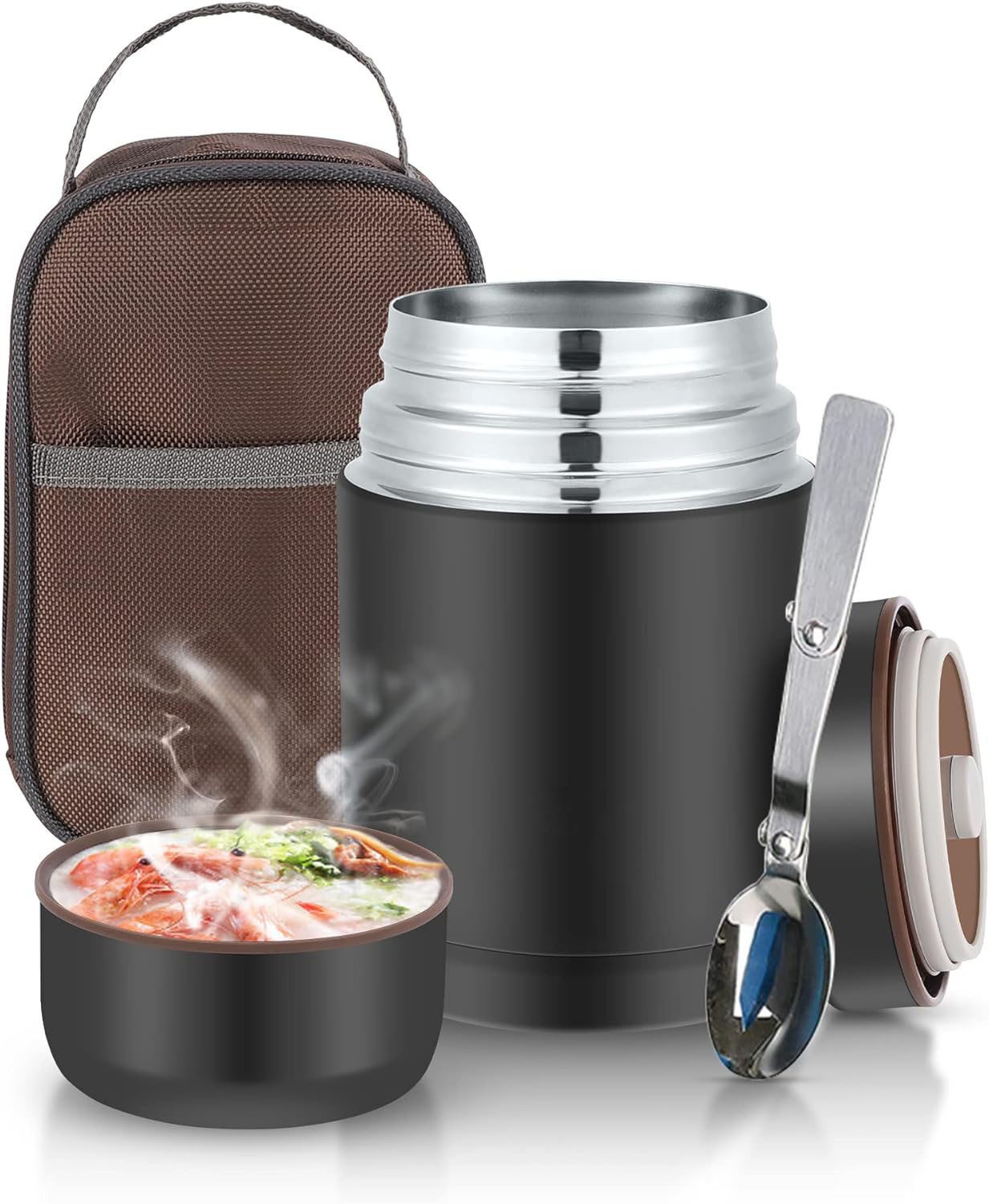 Refined Living Thermobehälter 800 ml Thermobehälter für Essen, Edelstahl Wärmebehälter für speisen, Edelstahl, (Auslaufsicherer Essensbehälter, Speisegefäß für unterwegs, 12 Stunden Heiß, 12 Stunden Kalt, Lebensmittelsicher & BPA-frei, Isolierbecher für A
