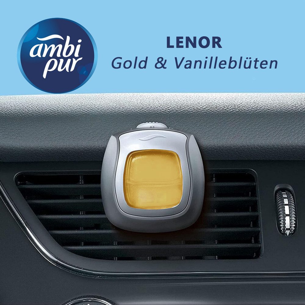 ambi pur Geruchsentferner Car Duft-Clips Gold & Vanilleblüten Duo-Pack (2x 2 ml) (Duo-Pack, Duo-Pack (2x 2ml), Lufterfrischer Clip für das Auto