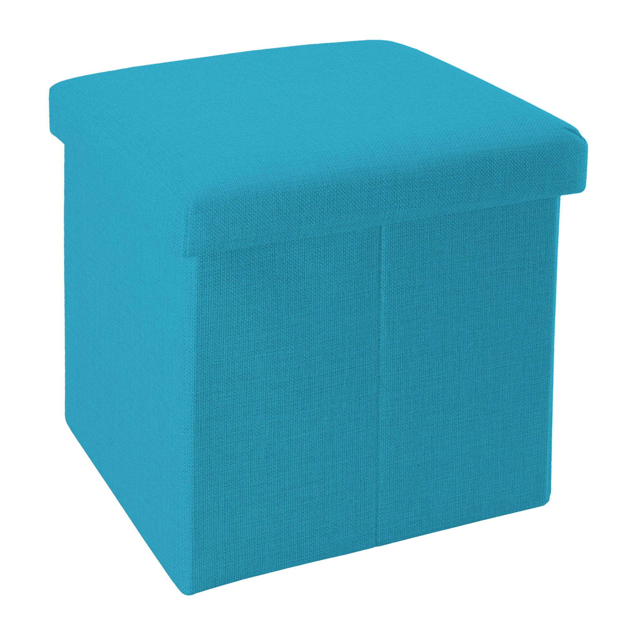 Intirilife Sitzwürfel (Sitzwürfel mit Stauraum 38x38x38 cm in HIMMEL BLAU - Fußablage, 1 St), Sitzhocker Faltbar 38x38x38 cm Sitzwürfel Aufbewahrungsbox Fußhocker