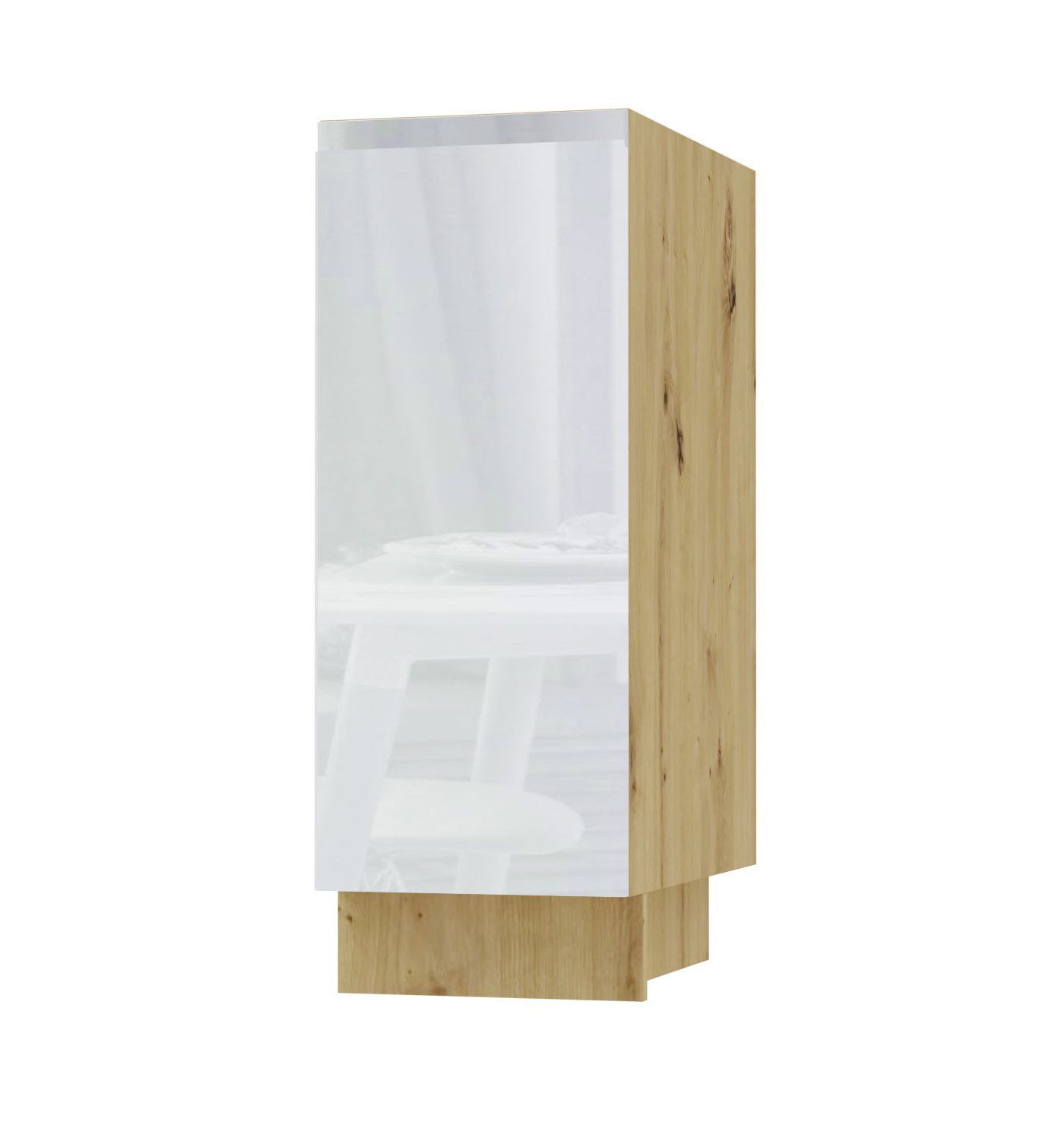 Feldmann-Wohnen Unterschrank Avellino (D1D/30, 1-türiger Unterschrank mit 1 Einlegeboden, 1-St., moderne Optik, Acrylfronten, Griffmulden) 30x50x82cm grifflos Eiche Artisan - weiß Acryl Hochglanz (AV-D1D/30)