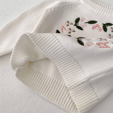 suebidou Strickpullover Weißer Pullover mit Stickerei weich und bequem