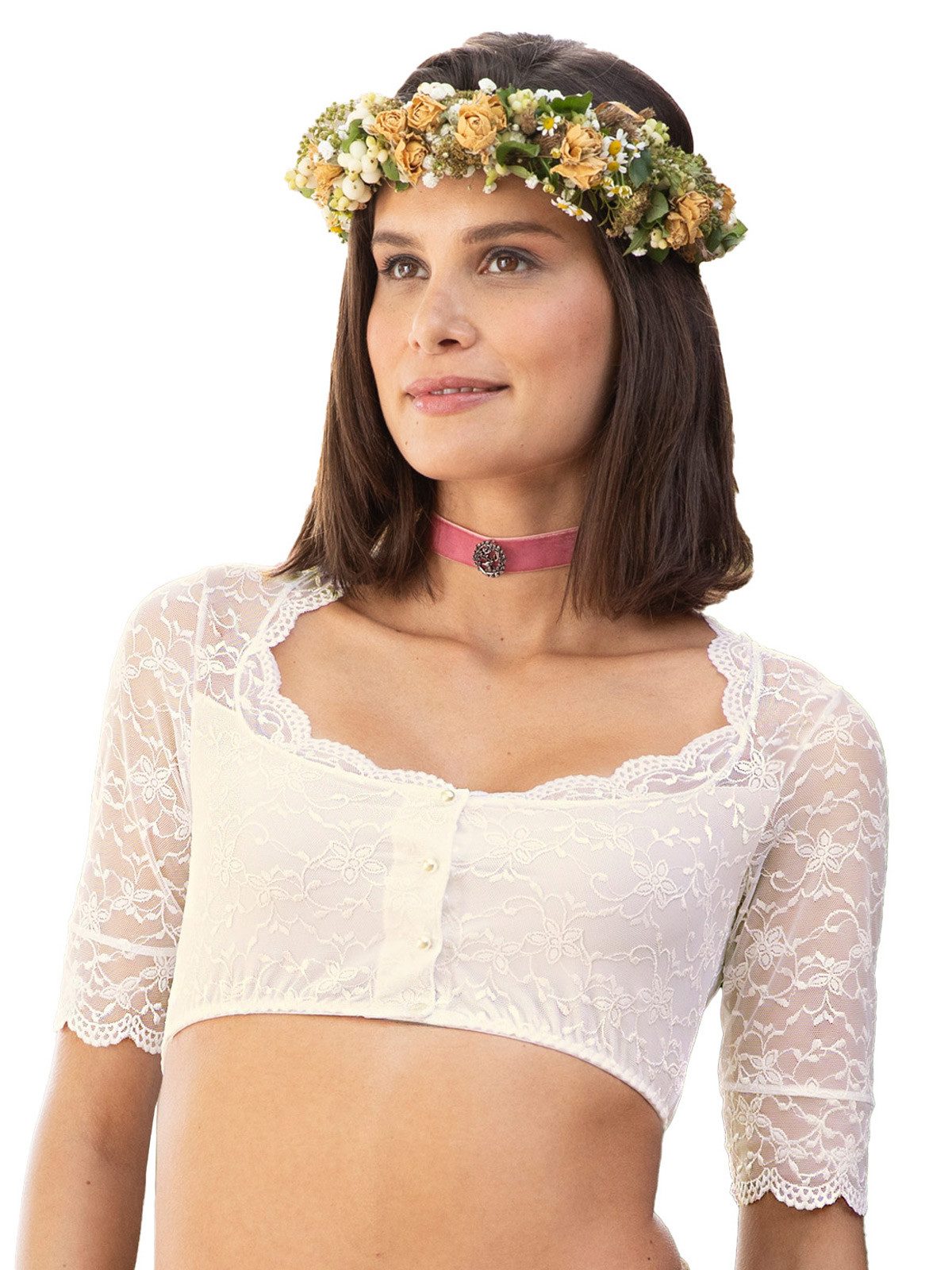 Nina Von C. Dirndlbluse Dirndlbluse halbarm günstig online kaufen