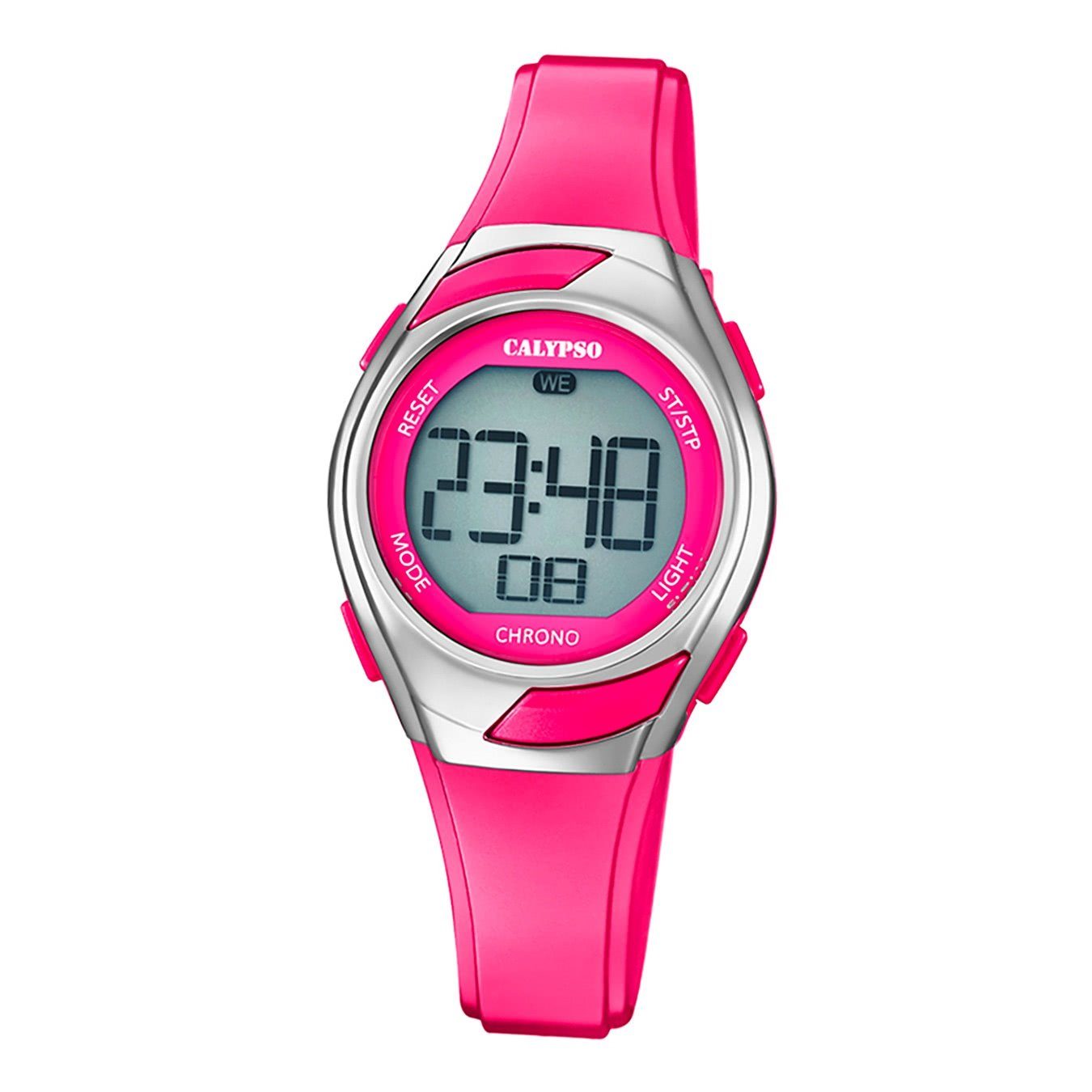 CALYPSO WATCHES Digitaluhr Calypso Kinder Uhr K5738/4 Kunststoff PUR,  Kinder Armbanduhr rund, Kunststoff, PURarmband pink, Fashion