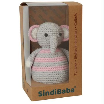 SindiBaba Kuscheltier-Rassel Sindibaba Gehäkeltes Stehaufmännchen Zweiton-Glöckchen Elefant rosa, mit Zweiklanggläöckchen in Handarbeit gehäkelt