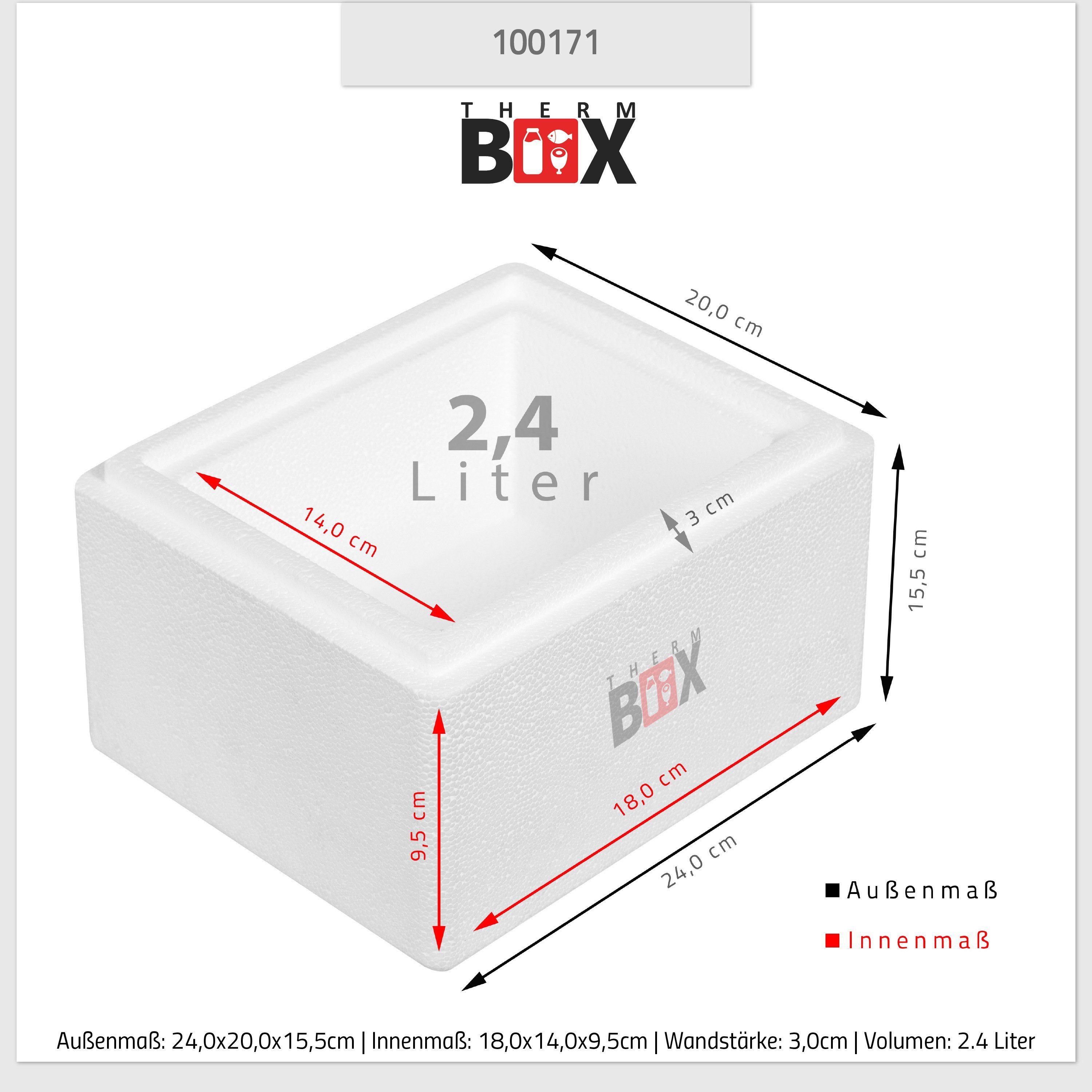 THERM-BOX Thermobehälter Styroporbox Isolierbox Volumen: Deckel Styropor-Verdichtet, 2W, Innen: 0-tlg., mit Thermobox 18x14x9cm, (1, im Karton), 2,4L, Kühlbox Box