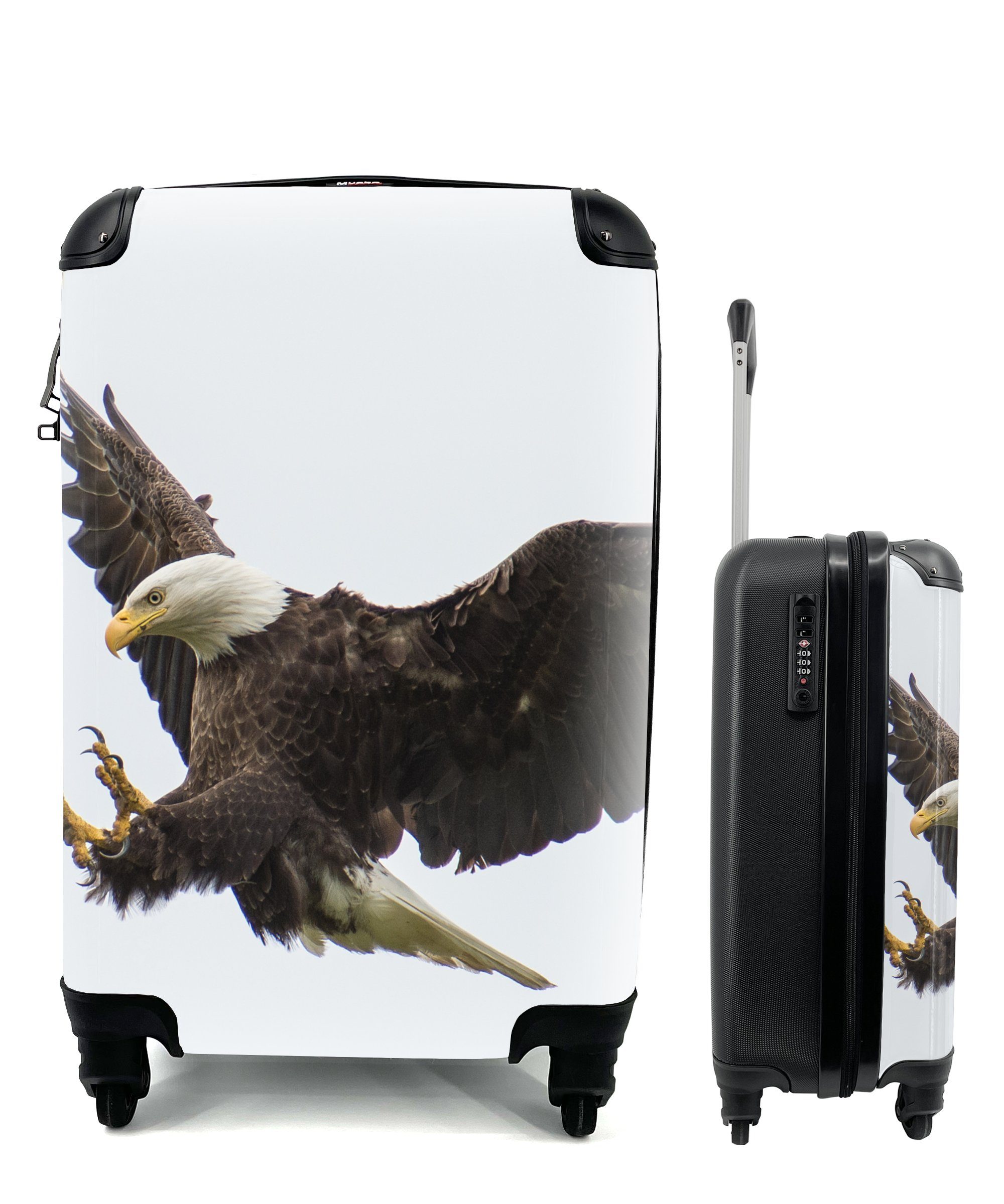 MuchoWow Handgepäckkoffer Amerika - Vogel - Weißkopfseeadler, 4 Rollen, Reisetasche mit rollen, Handgepäck für Ferien, Trolley, Reisekoffer