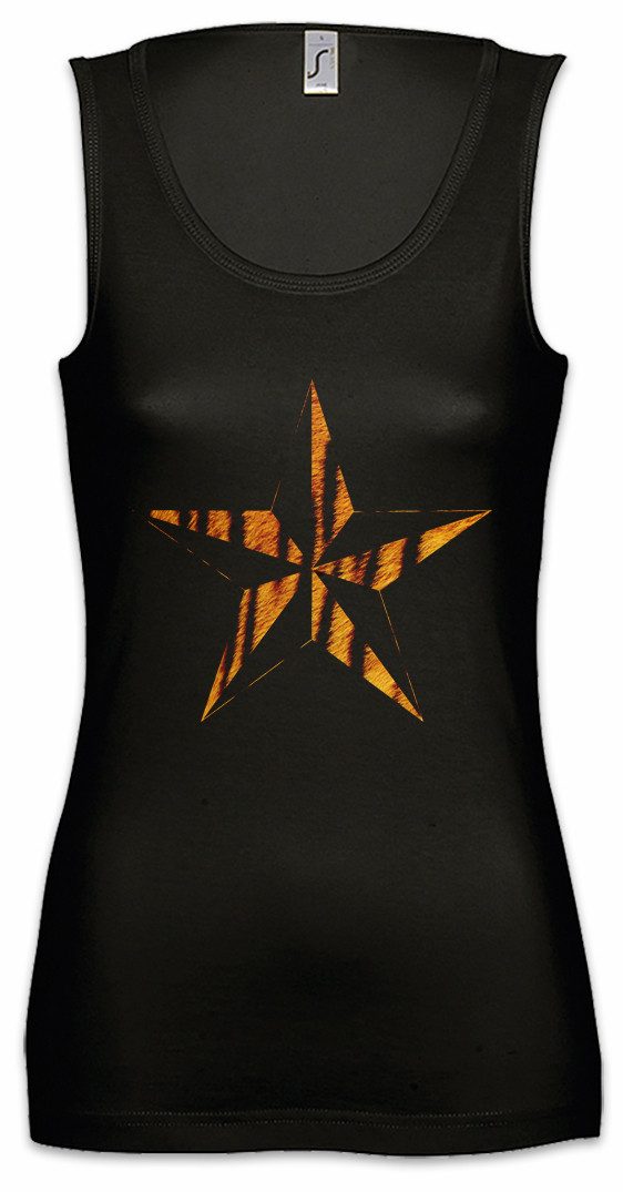 Urban Backwoods Tanktop Tiger Nautical Star Ärmelloses Damen T-Shirt Tattoo Stern Leopard Oldschool Rockabella Leo Pin
