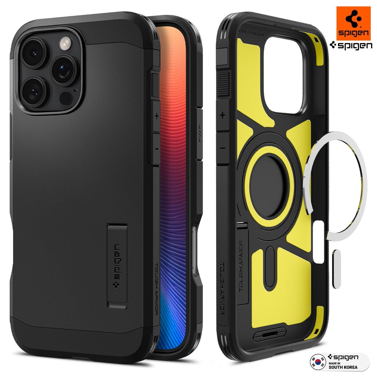 Spigen Handyhülle Hülle für iPhone 16 Pro Max Case Magsafe Schutzhülle Robust 6,9 Zoll, MagSafe, Air Cushion Technology, integrierter Kickstand