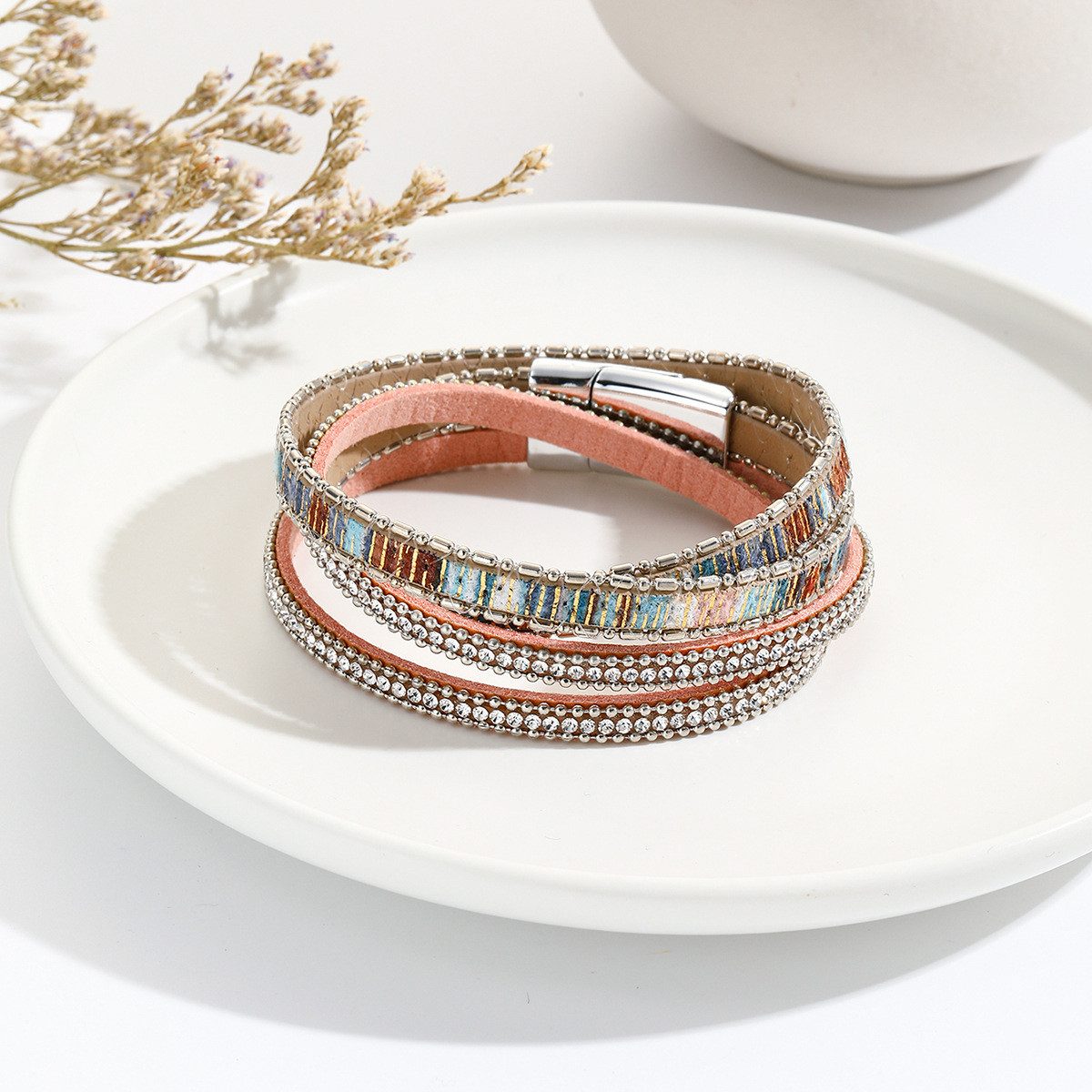 THE FASHION HOUSE Lederarmband Funkelndes Damen Lederarmband mit Glitzer, - günstig online kaufen