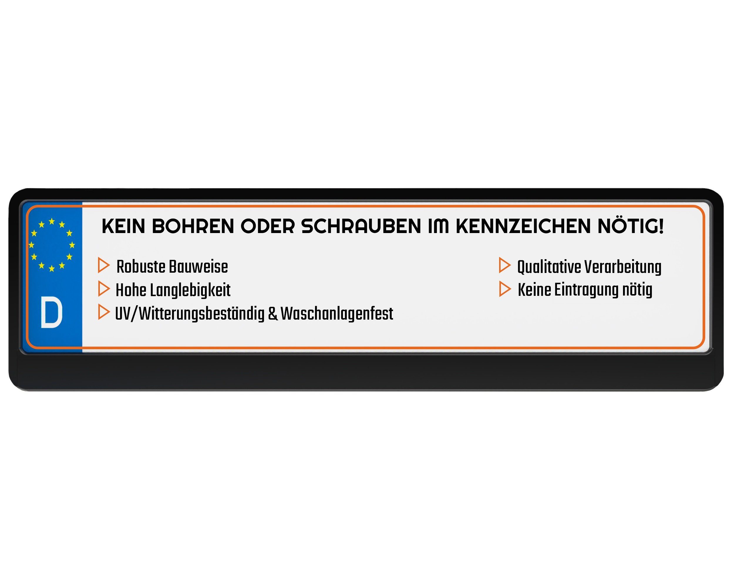 L & P Car Design Kennzeichenhalter für Auto 46 cm in schwarz für kurze Kennzeichen, (2 Stück)