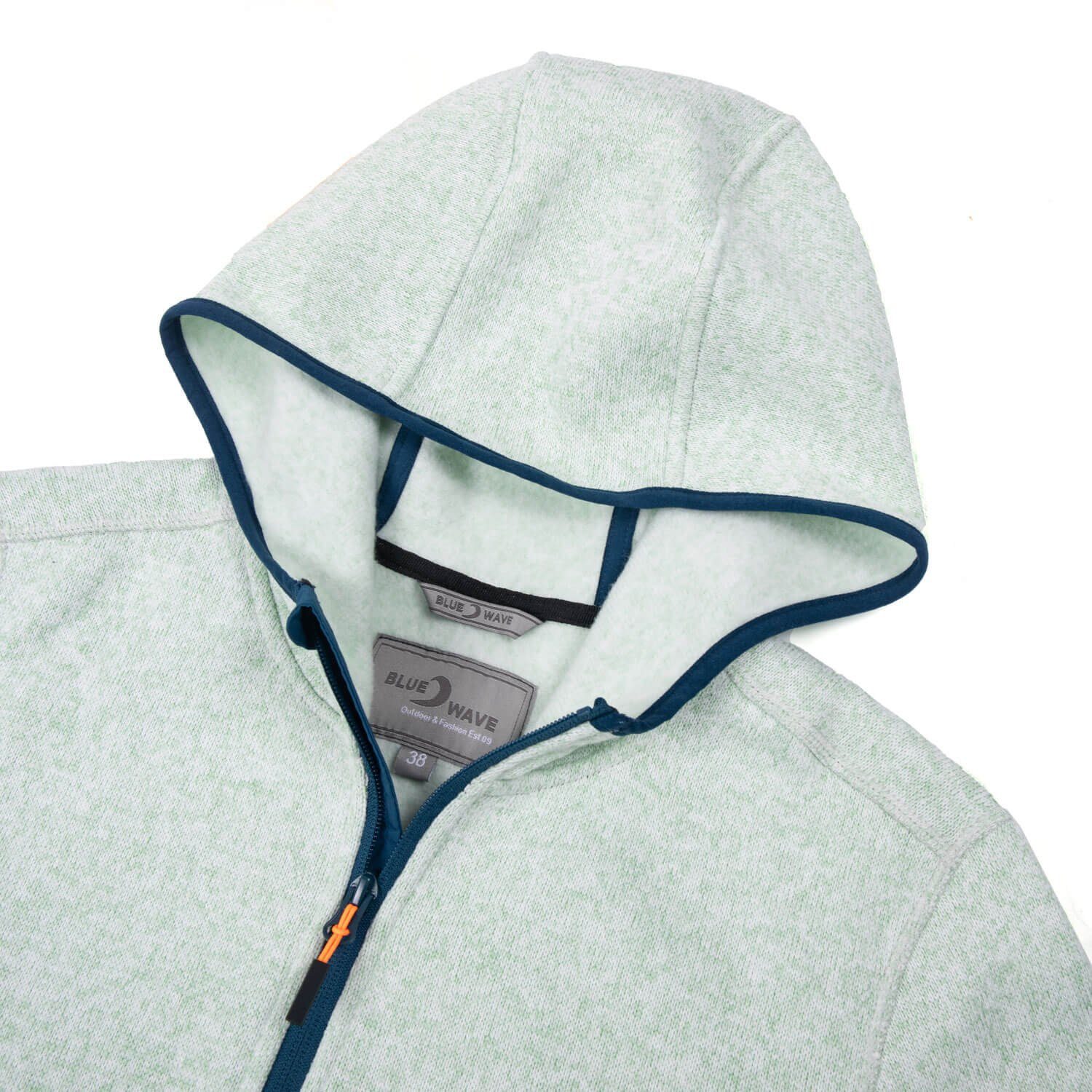 Blue Wave Strickfleecejacke Damen Fleecejacke in Melange-Optik Strick- mit mint Lotte und Kapuze