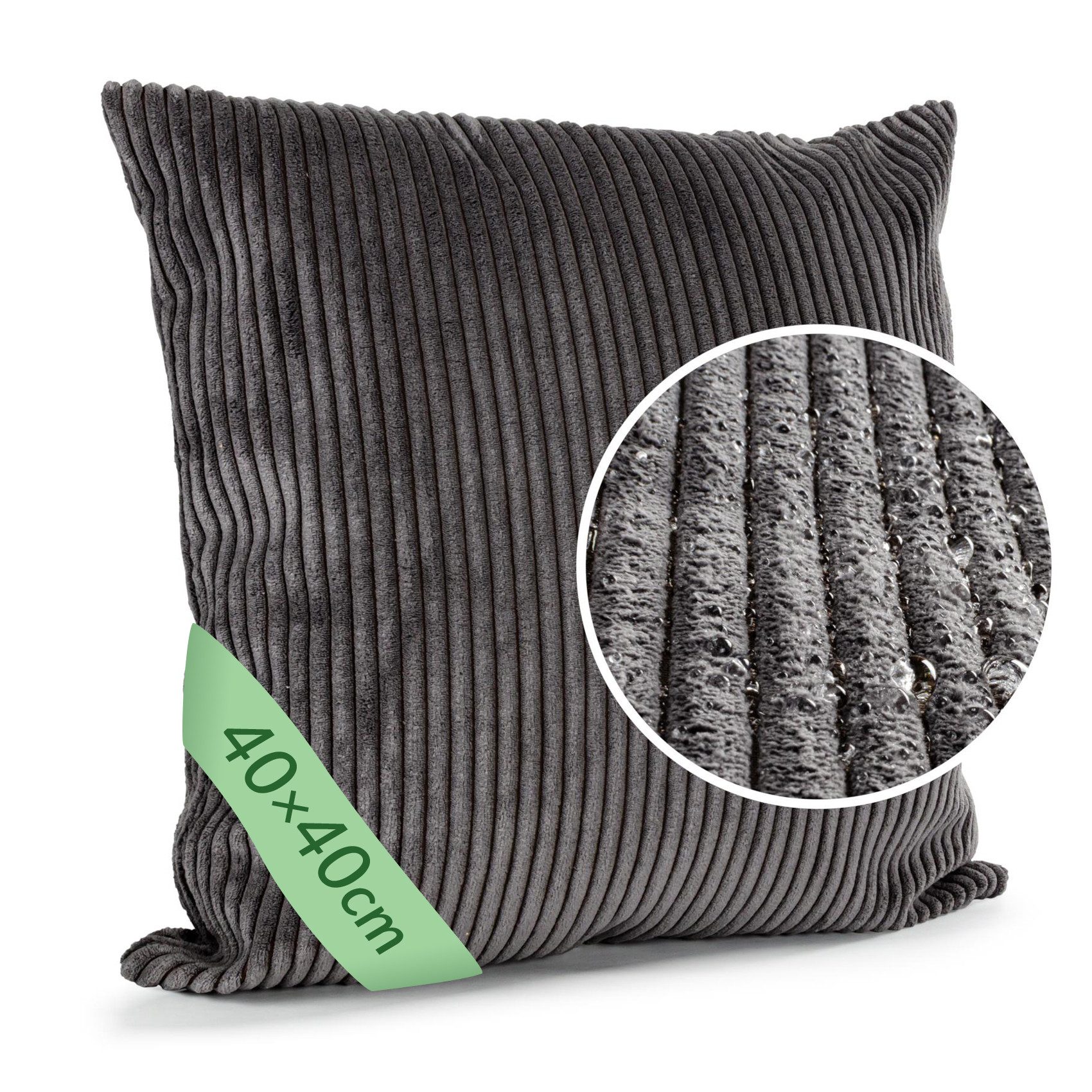 ANRO Dekokissen Kissenhülle MIT oder OHNE Füllung Kissenbezug Zierkissen, Kissenüberzug ohne Füllung Cordsamt 40x40cm Einfarbig Anthrazit