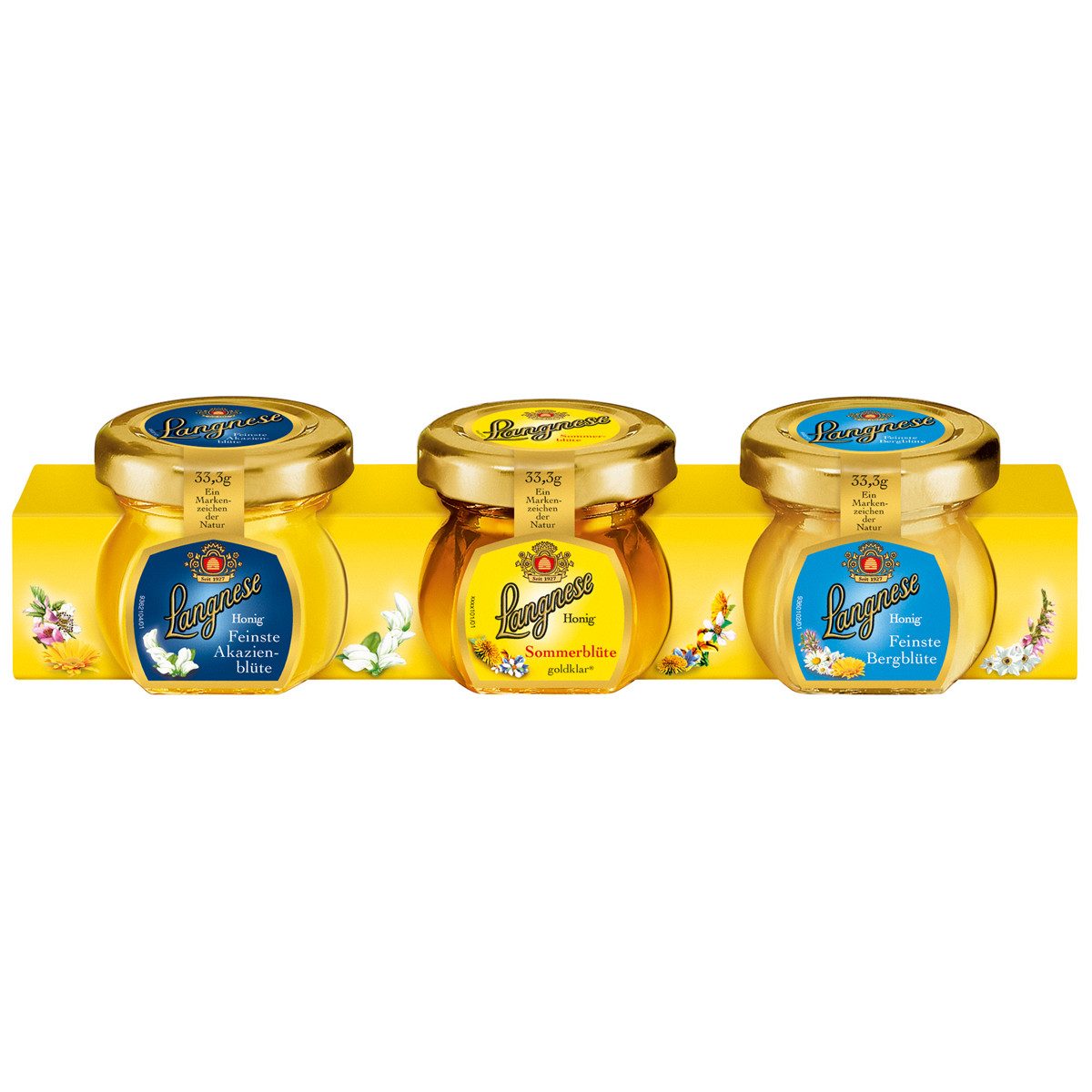 Langnese Honig, Langnese Mini Imker Spezialitäten Akazien Sommerblüte Bergblüte 3x33g