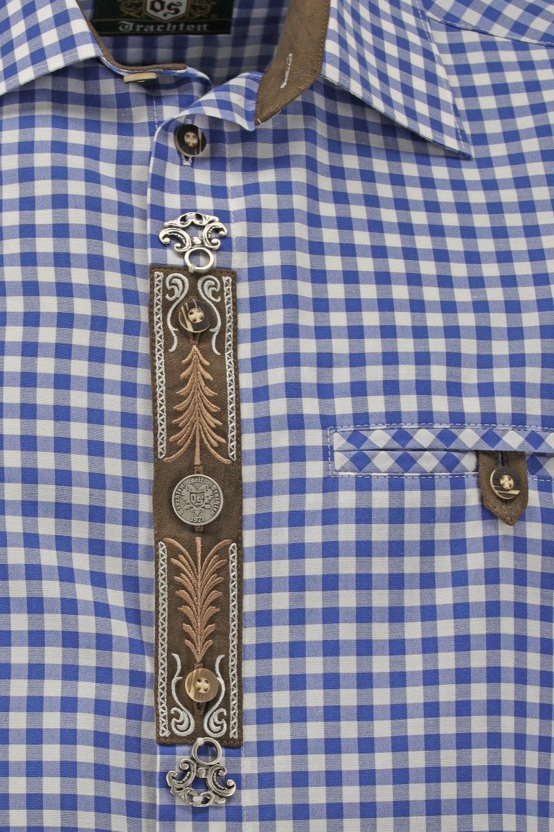 Orbis Textil GmbH & Co. KG Trachtenhemd Trachtenhemd - ADELMO - mittelblau, mittelrot – Bild 2 von 4
