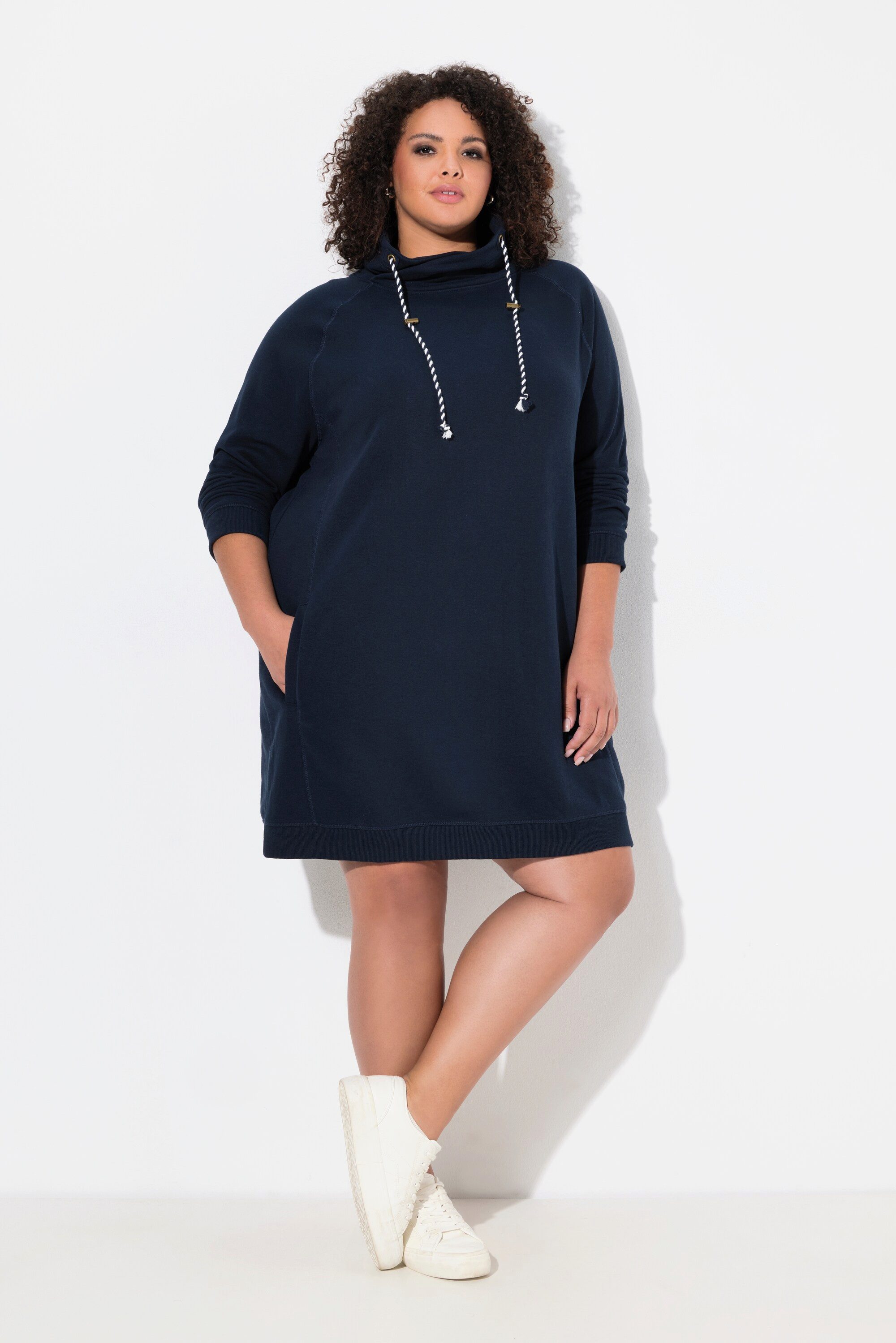 Ulla Popken Jerseykleid Sweatkleid Stehkragen Langarm Taschen