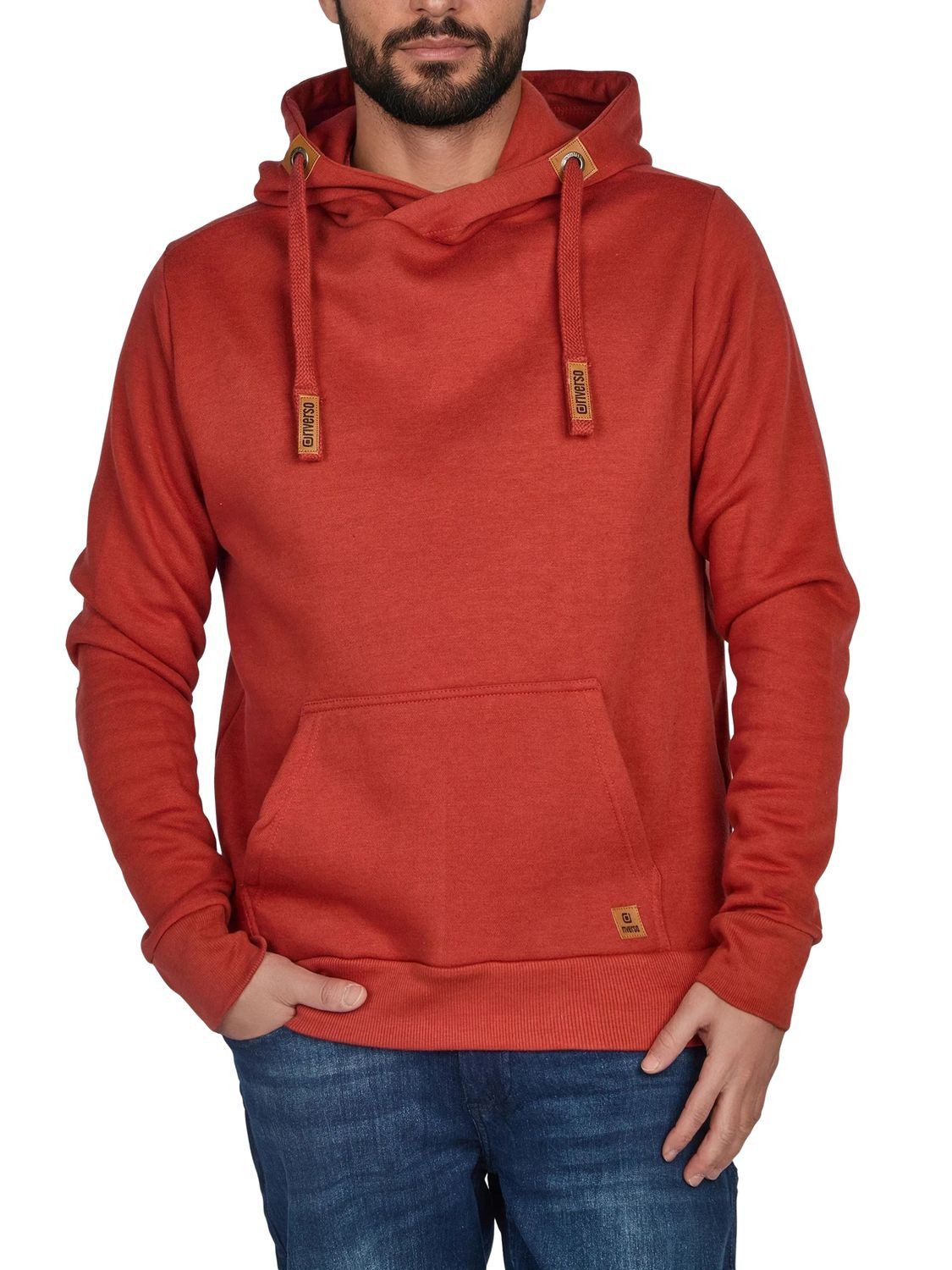 riverso Kapuzenpullover Herren Hoodie RIVNiklas Regular Fit Longsleeve Sweatshirt mit Cross-Over-Kragen und Kängurutasche