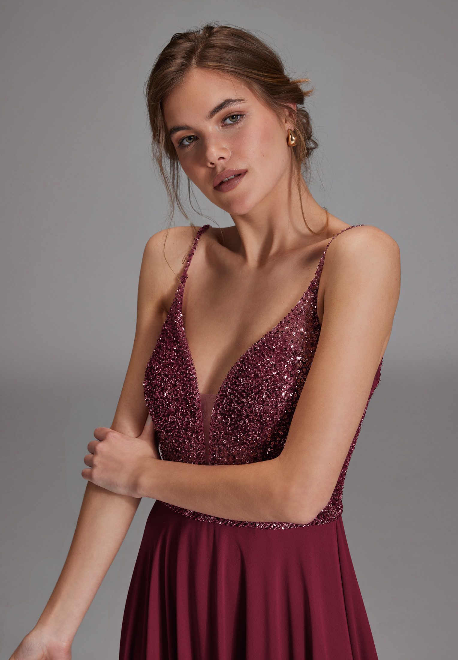 Hey Kyla Abendkleid - Abendkleid aus Materialmix Taillierter Schnitt mit ausgestelltem Rockteil