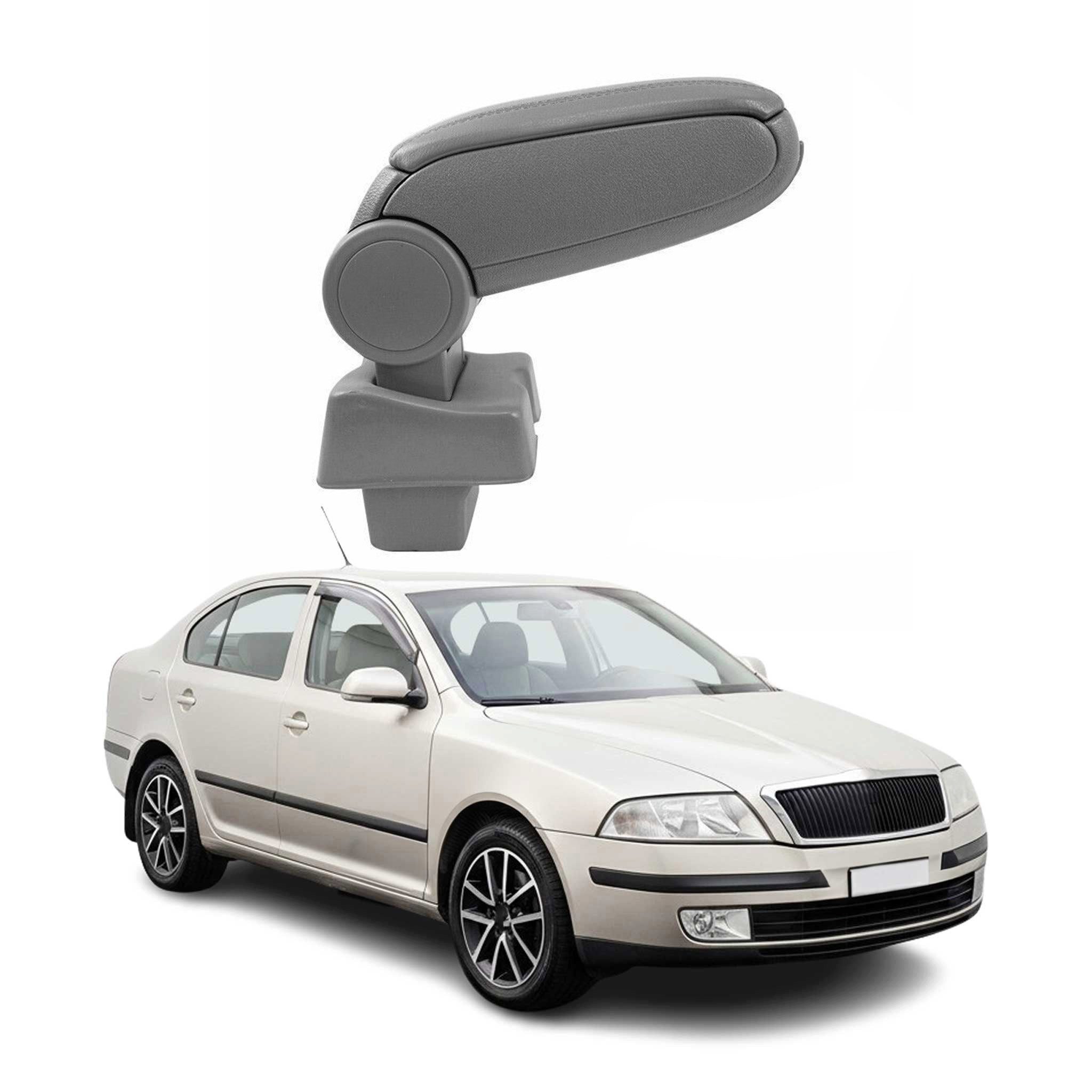 OMAC Armlehne Mittelarmlehne für Skoda Octavia 2004-2013 PU-Leder Grau, Langlebig,Multifunktional,Einfache Installation