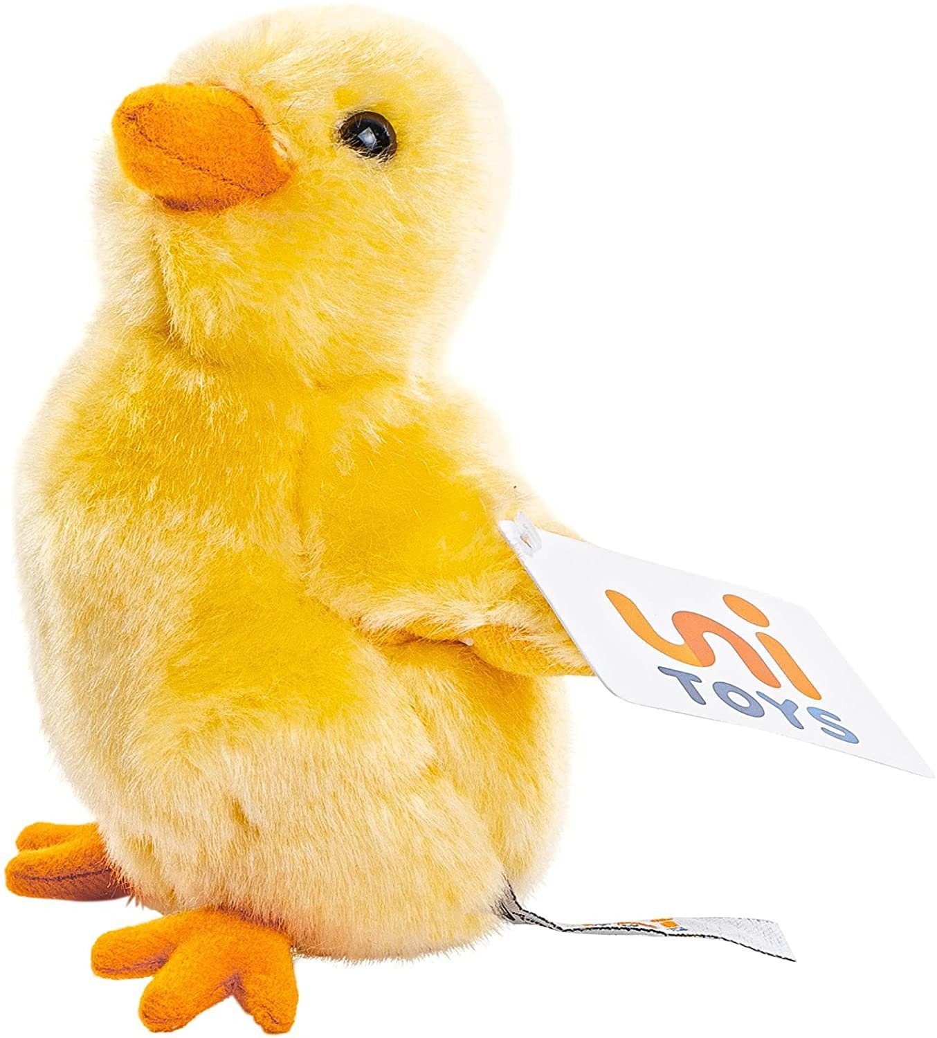 - 13 100 cm gelb Uni-Toys (Höhe) Kuscheltier - Plüschtier, - Vogel Plüsch-Huhn, % Küken Henne, Füllmaterial recyceltes zu