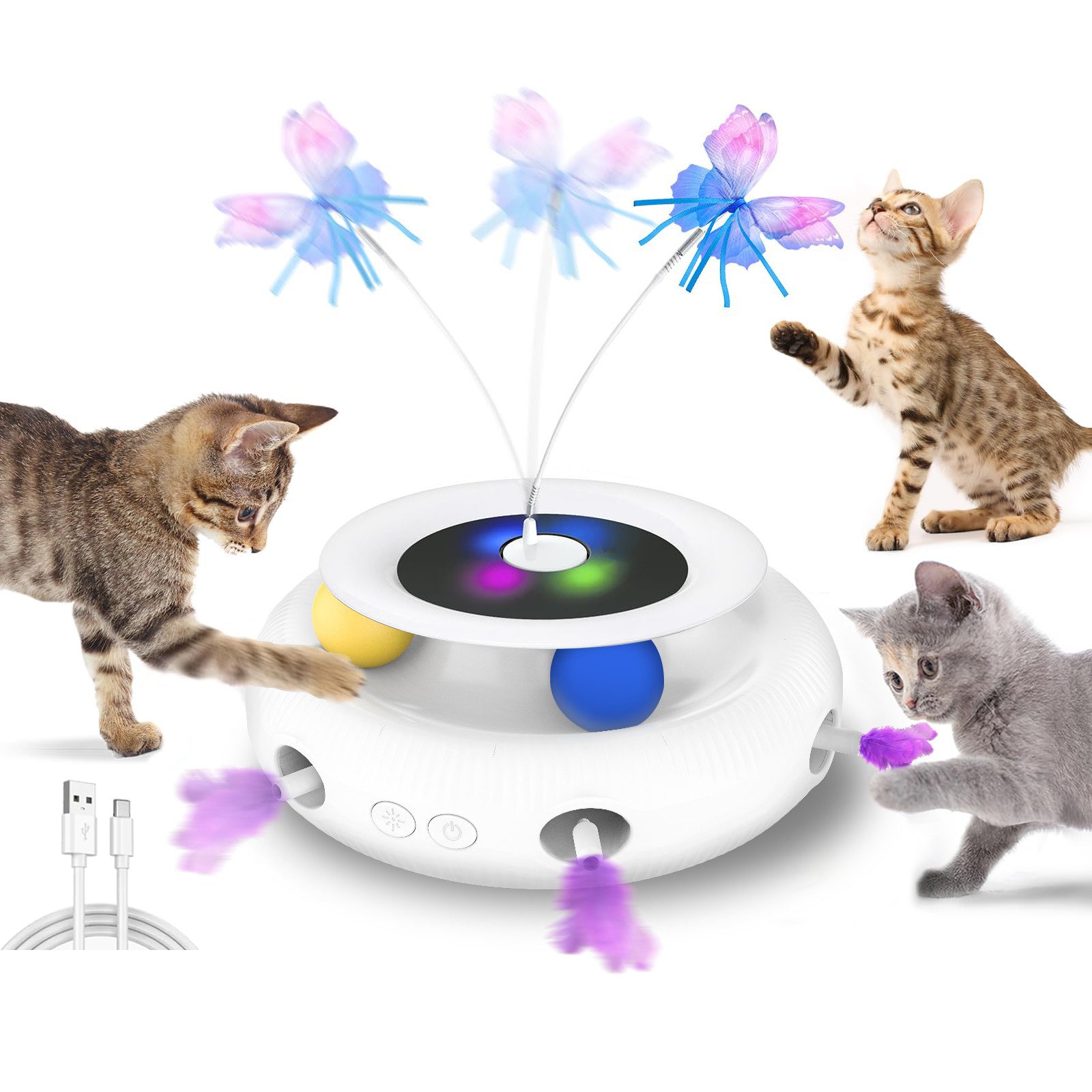 FOSMET Tier-Intelligenzspielzeug Katzenspielzeug, 3-in-1-Elektrisch Interak günstig online kaufen