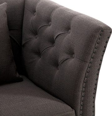 ATLANTIC home collection Sessel, Chesterfield Armlehnensessel, extra weich, Füllung mit Federn