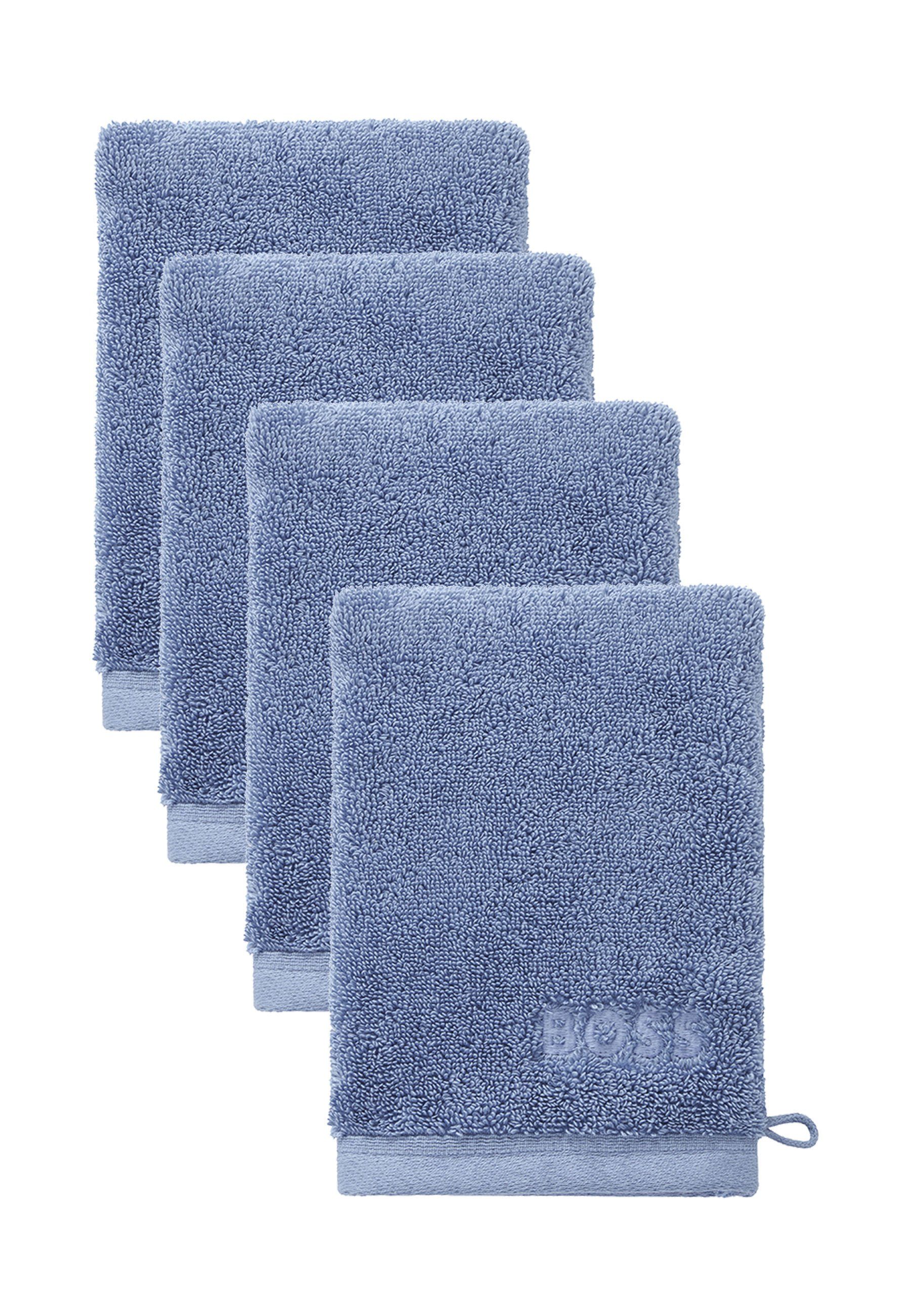 Hugo Boss Home Handtücher 4er-Set Waschhandschuhe, mit modernem Design BLUE
