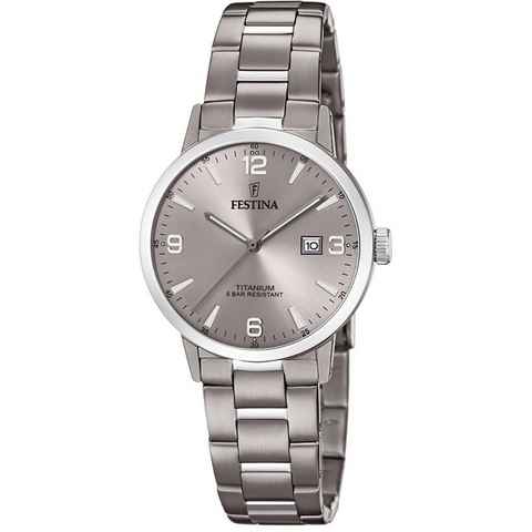 Festina Quarzuhr Festina Damen Uhr F20436/2 Elegant Titan, Damen Armbanduhr rund, Titanarmband silber