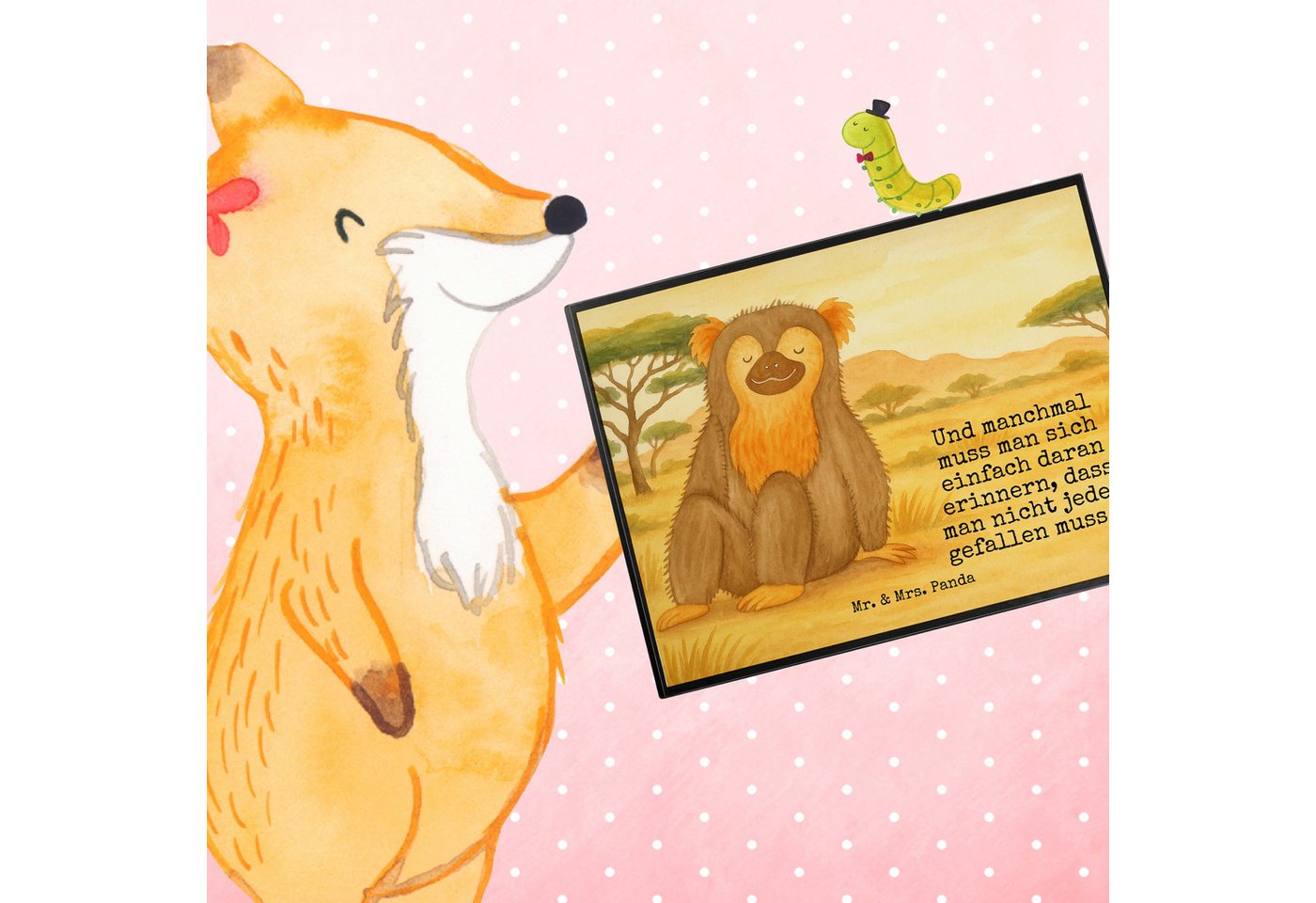 Thumbnail - Mr. & Mrs. Panda Schreibtischunterlage Affe Design - Weiß - Geschenk, Wildtiere, Liebe, Schreibwaren, Büroar, (Packung, ...