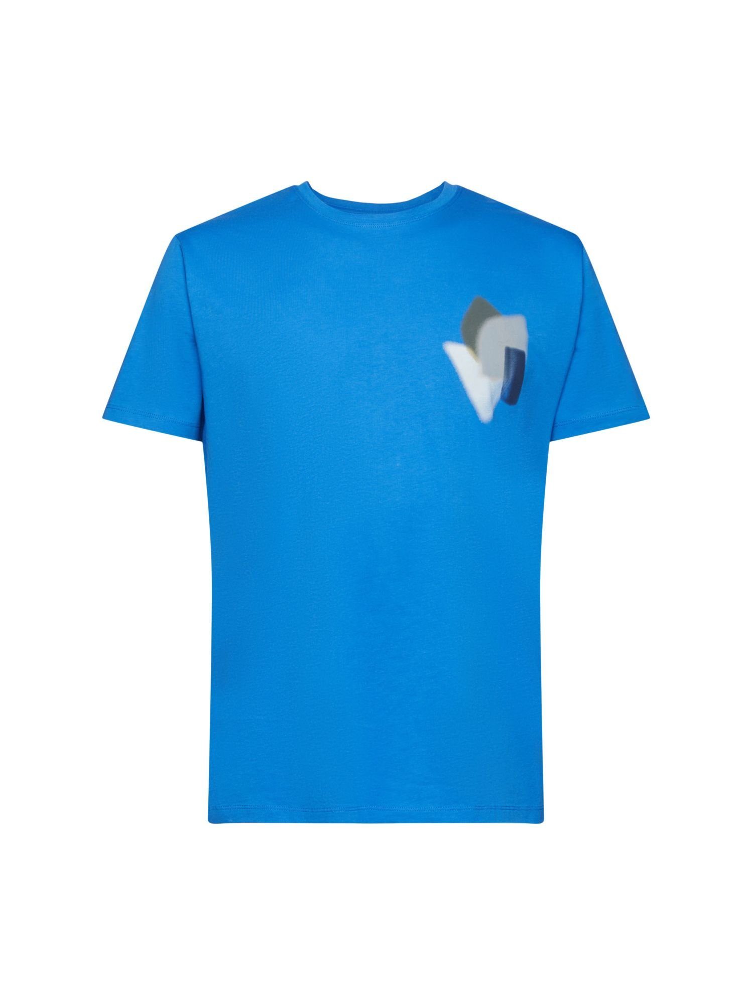 edc by Esprit T-Shirt T-Shirt mit Print auf Brusthöhe (1-tlg) BLUE