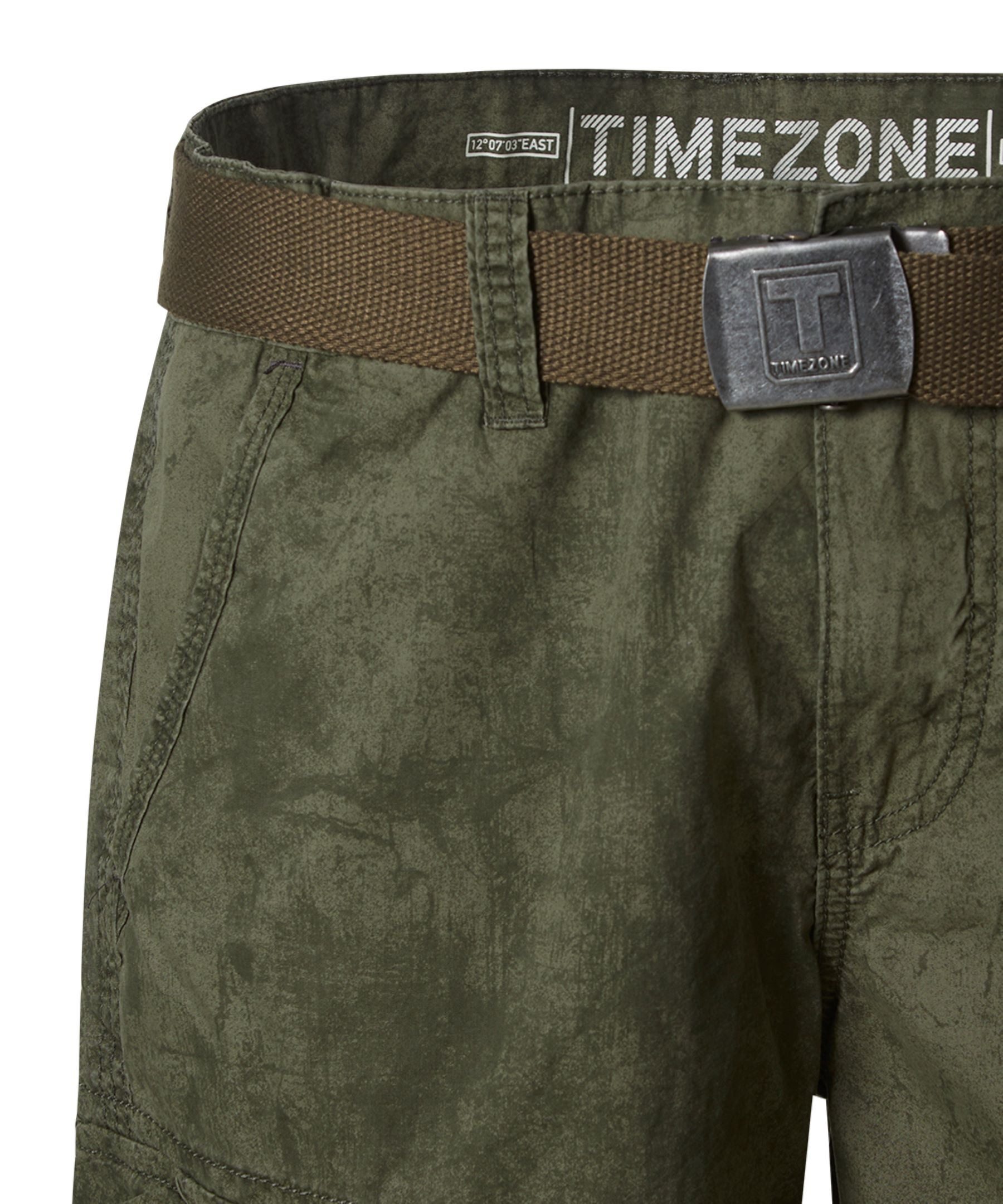 TIMEZONE Cargoshorts Moderne Casual Shorts mit Gürtel für Herren (1-tlg) Baumwolle Normal Fit Kariert atmungsaktiv Reißverschluss