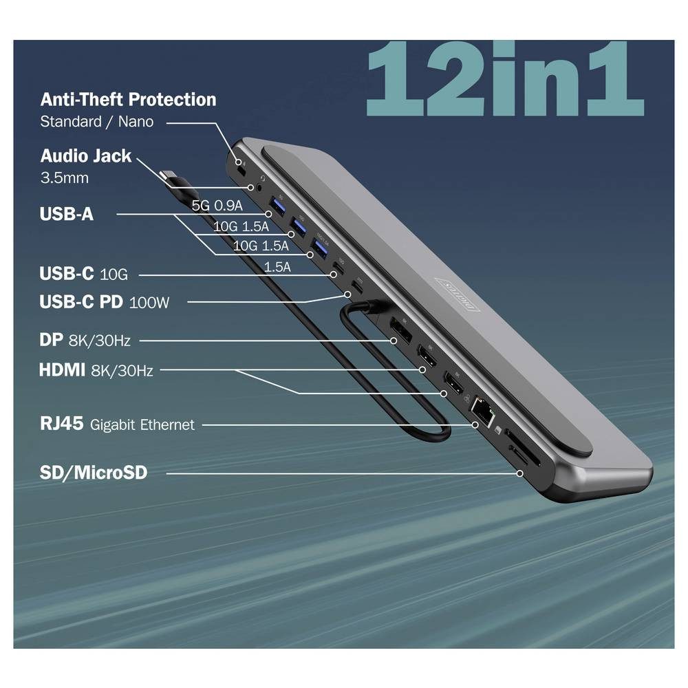 Digitus Laptop-Dockingstation USB-C® Dockingstation Passend für Marke Dockingstations: Universal