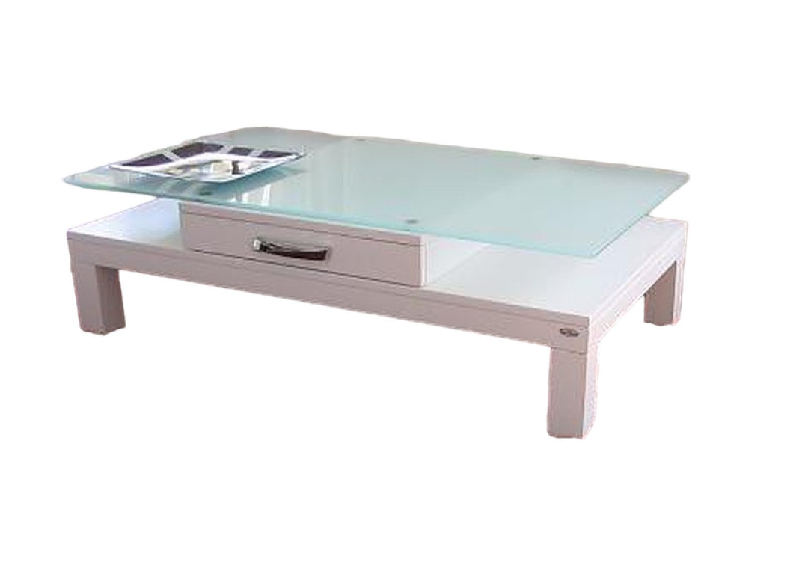 carl svensson Couchtisch Design Tisch V-470H Weiß mit Milchglas Carl Svensson