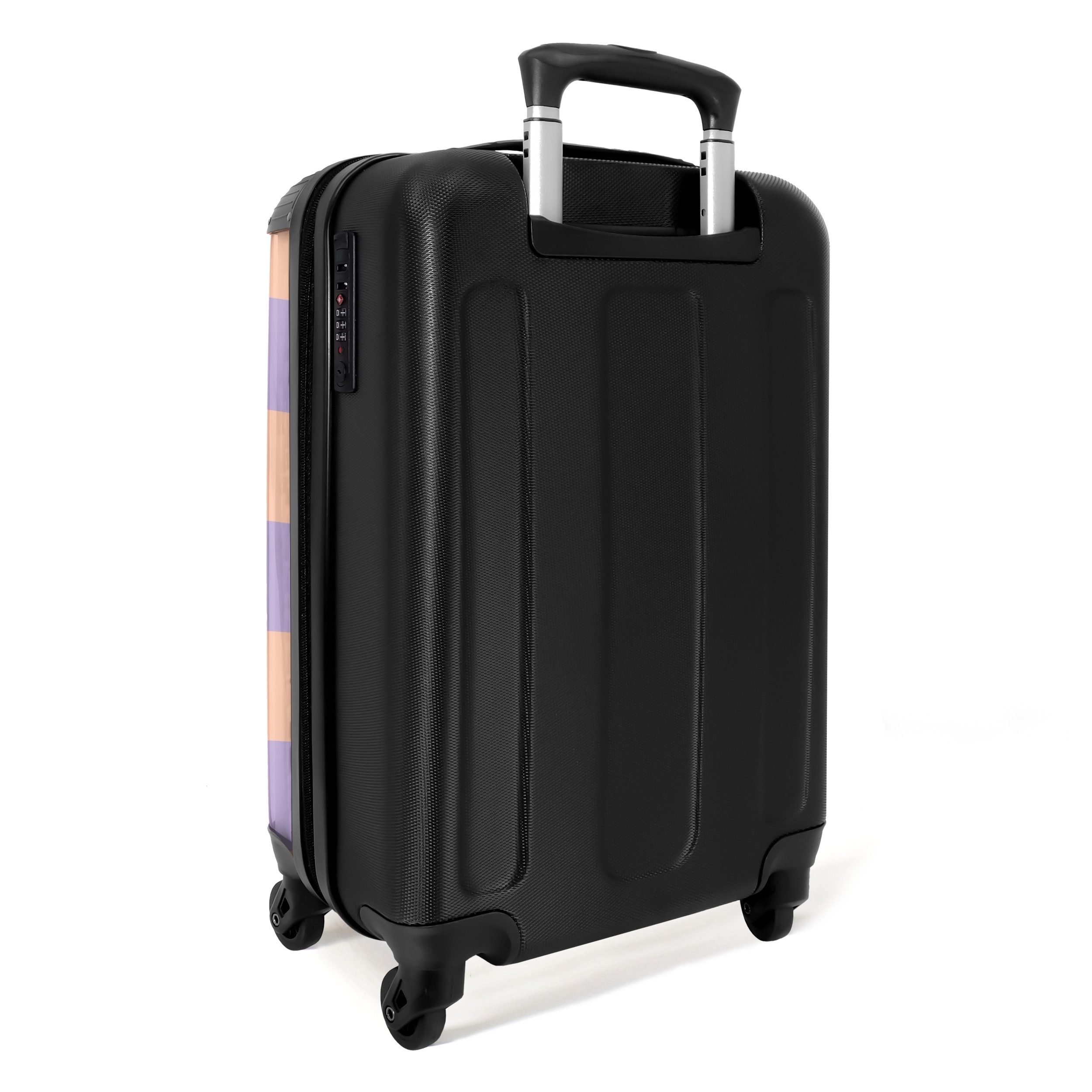 NoBoringSuitcases.com© Hartschalen-Trolley Lila mit rosa Schachbrettmuster 55x35x20cm, 4 Rollen, Handgepäck Koffer & Trolleys, Luggage, Reisekoffer Frauen