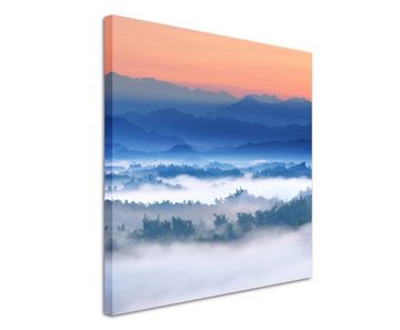 Sinus Art Leinwandbild Landschaftsfotografie – Nebliger Sonnenuntergang im Tal auf Leinwand