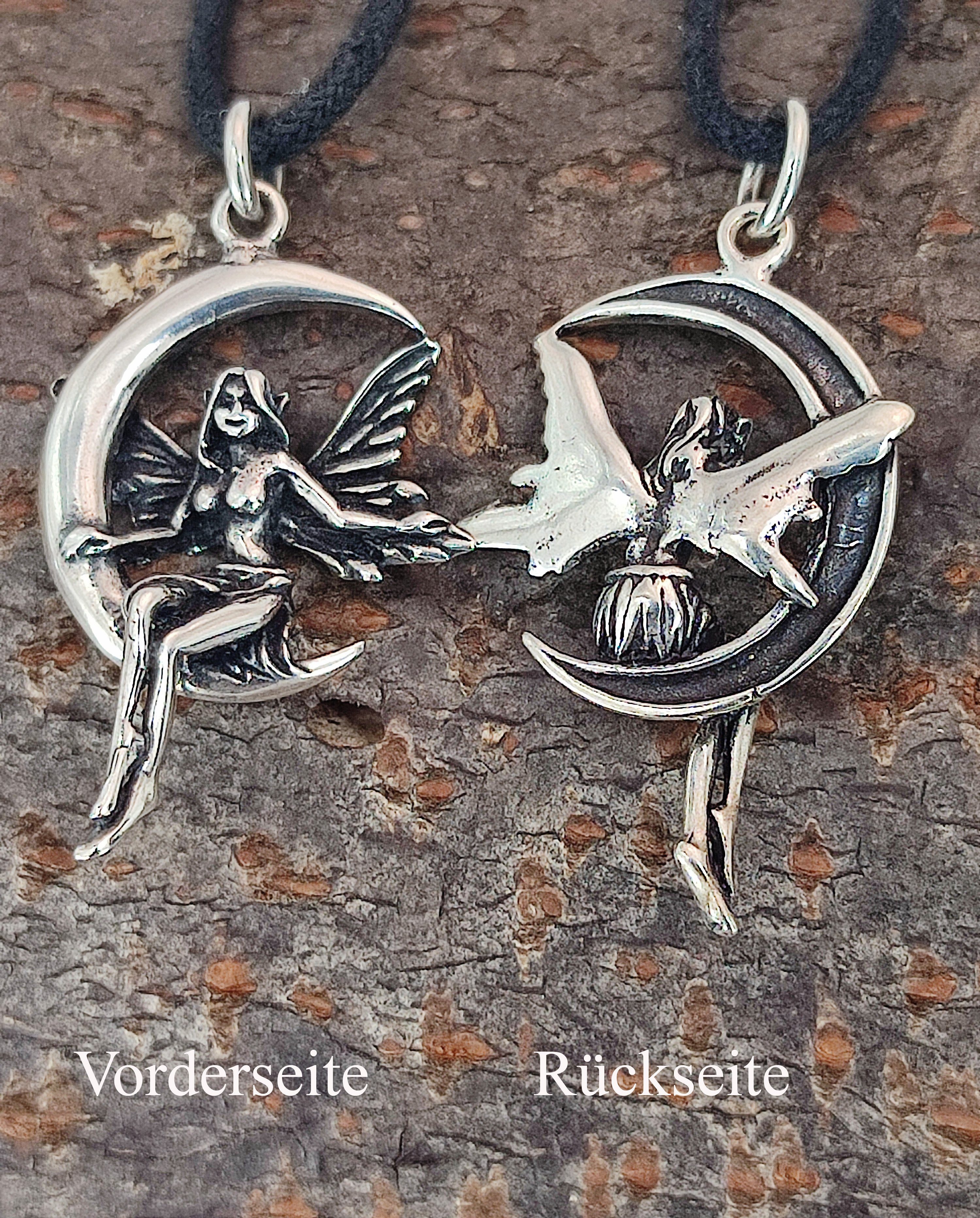 Fantasy Kiss Band Silber 925 Fee Elfe Leather Mond Anhänger Elbe Kettenanhänger of Fairy