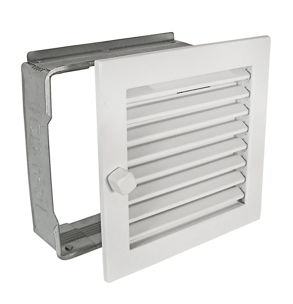 CB-TEC Lüftungsgitter Warmluftgitter WG 2020 W Lüftungsgitter Weiss 200 x 200 Abluftgitter, Regulierbare Lamellen