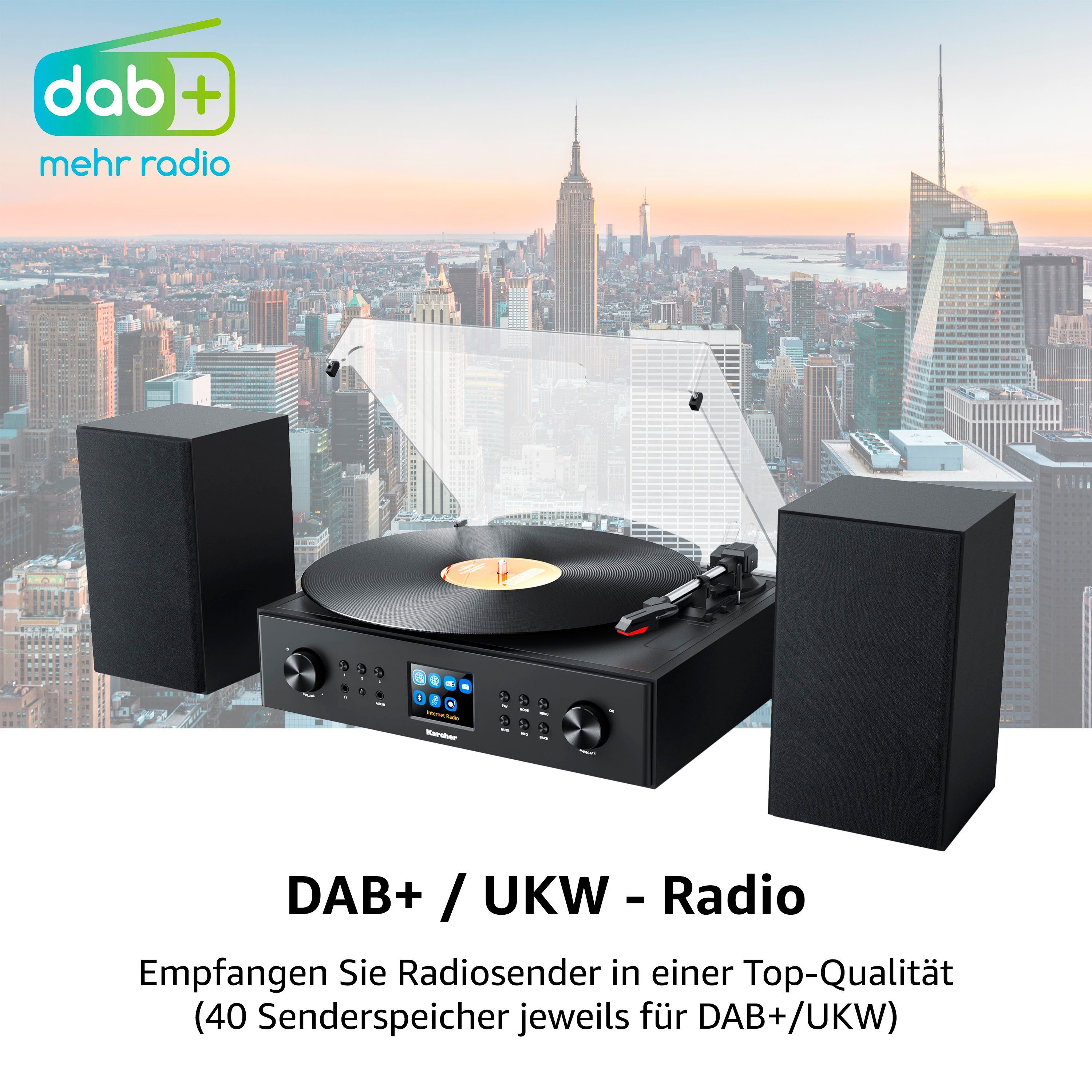 Karcher MC 8000DI Stereoanlage (Digitalradio UKW mit 20 W) (DAB), RDS, Internetradio