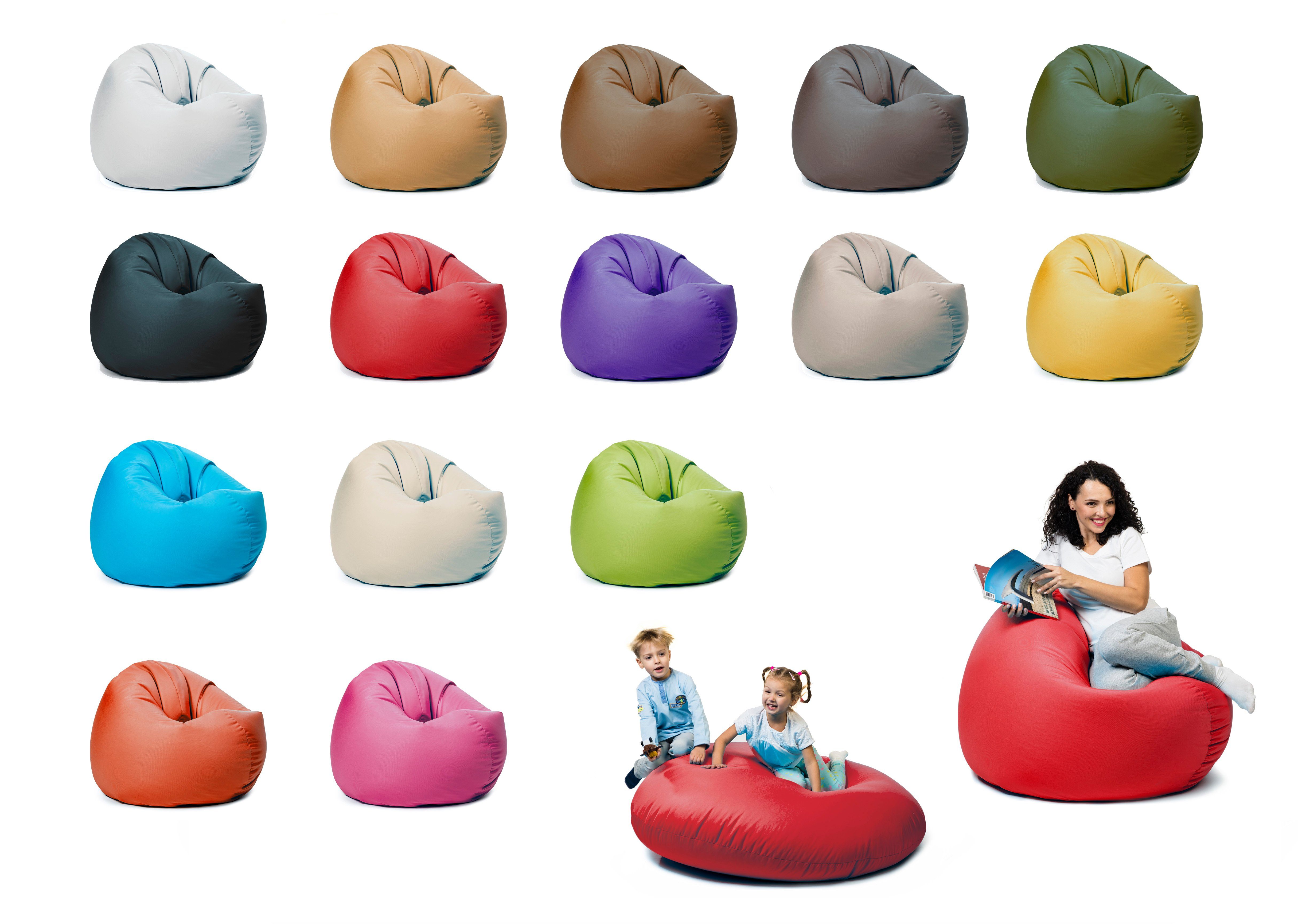 sunnypillow Sitzsack mit Styropor Füllung Outdoor & Indoor für Kinder und Erwachsene Rot