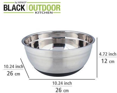 mit 4 Anti-Rutsch Edelstahl, Liter Salatschüssel Aru, (1-tlg), Boden, WENKO